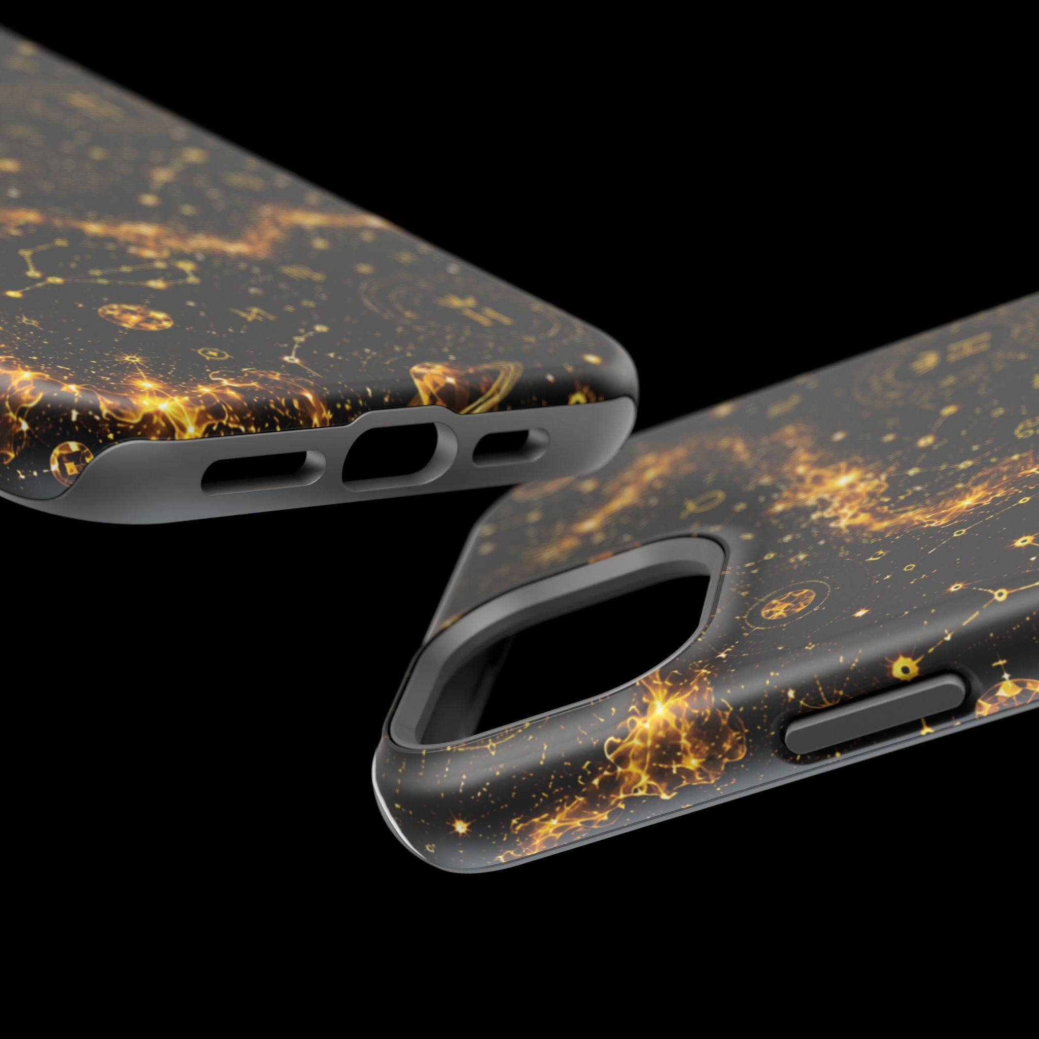 Galaxy Constellation Magnetic Phone Case — Gold Starfield Impact-Resistant