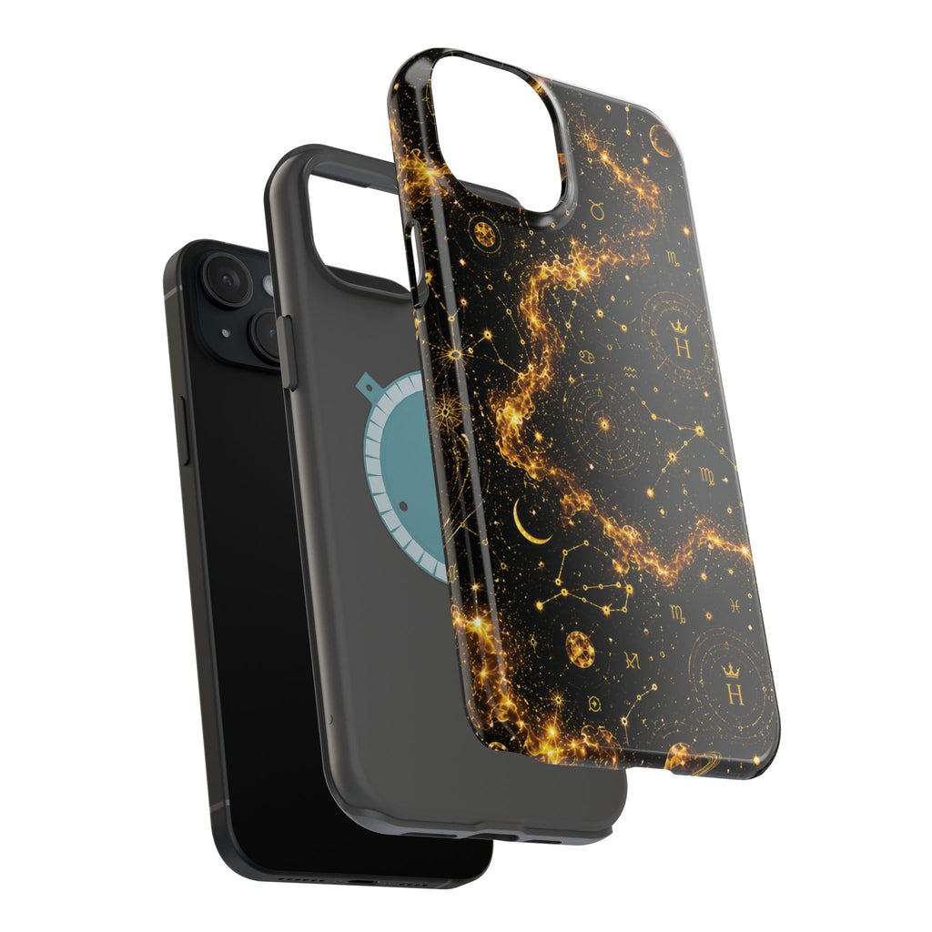 Galaxy Constellation Magnetic Phone Case — Gold Starfield Impact-Resistant