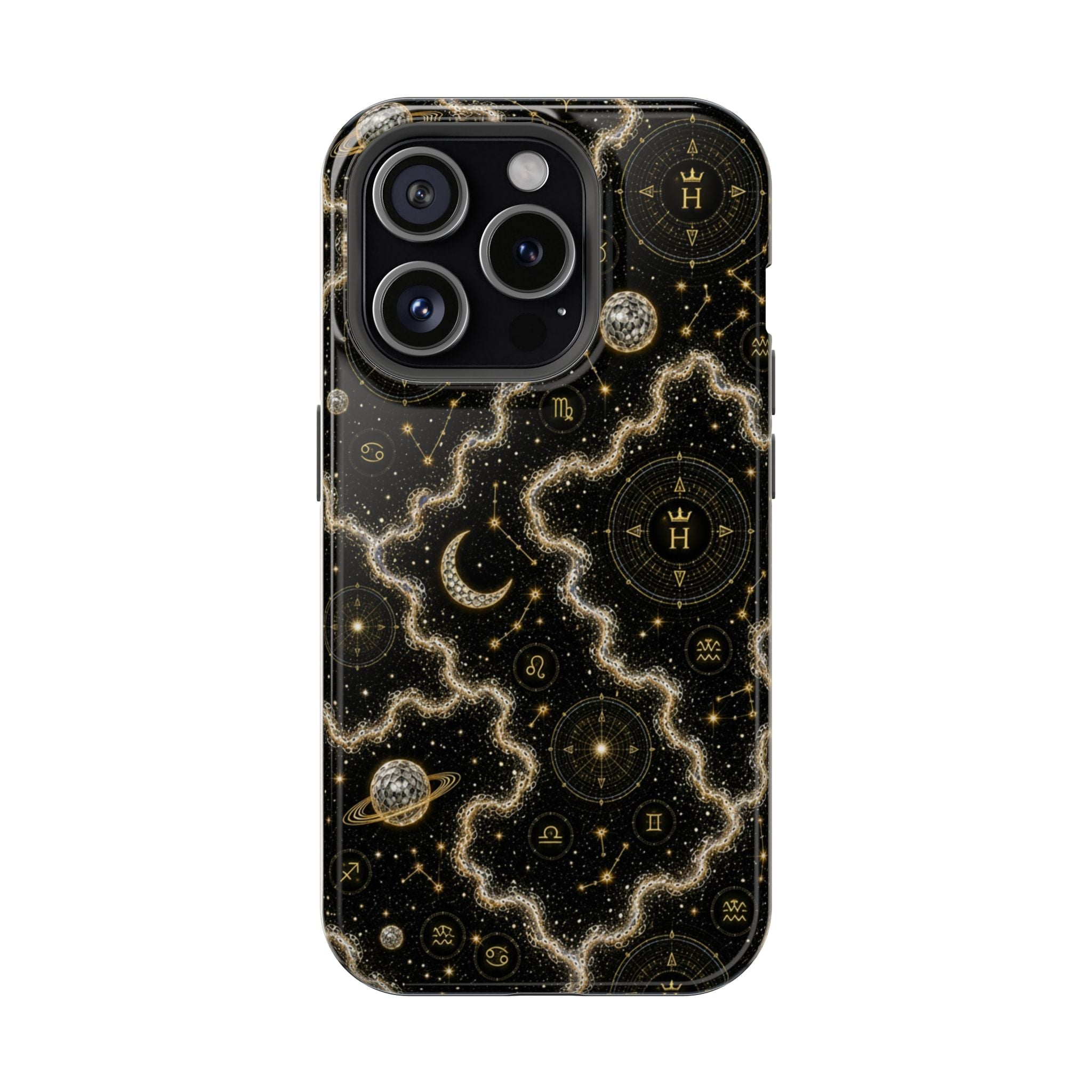 Aries Diamond Birthstone Phone Case — Black Magnetic Impact-Resistant