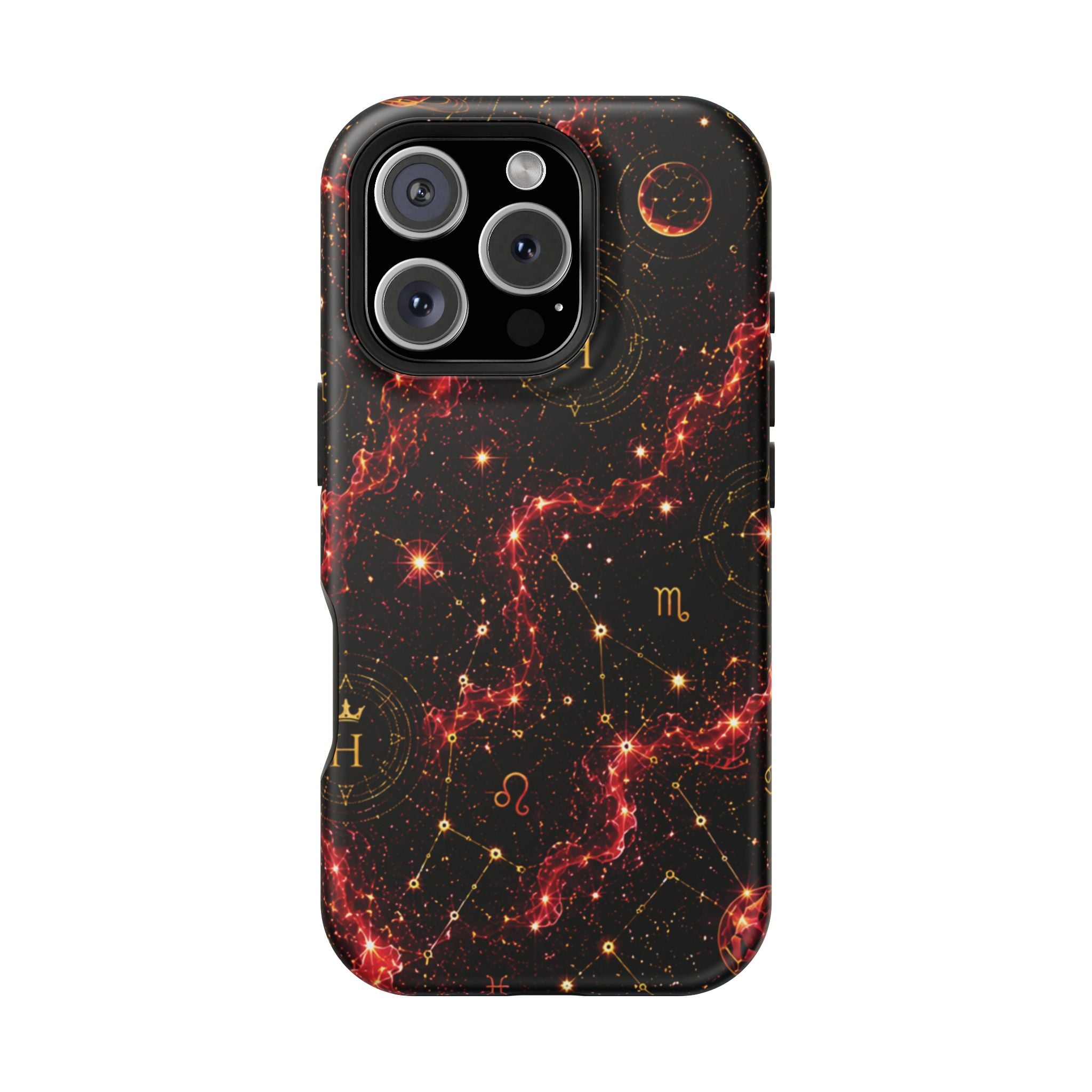 Capricorn Garnet Birthstone Phone Case — Black Magnetic Impact-Resistant