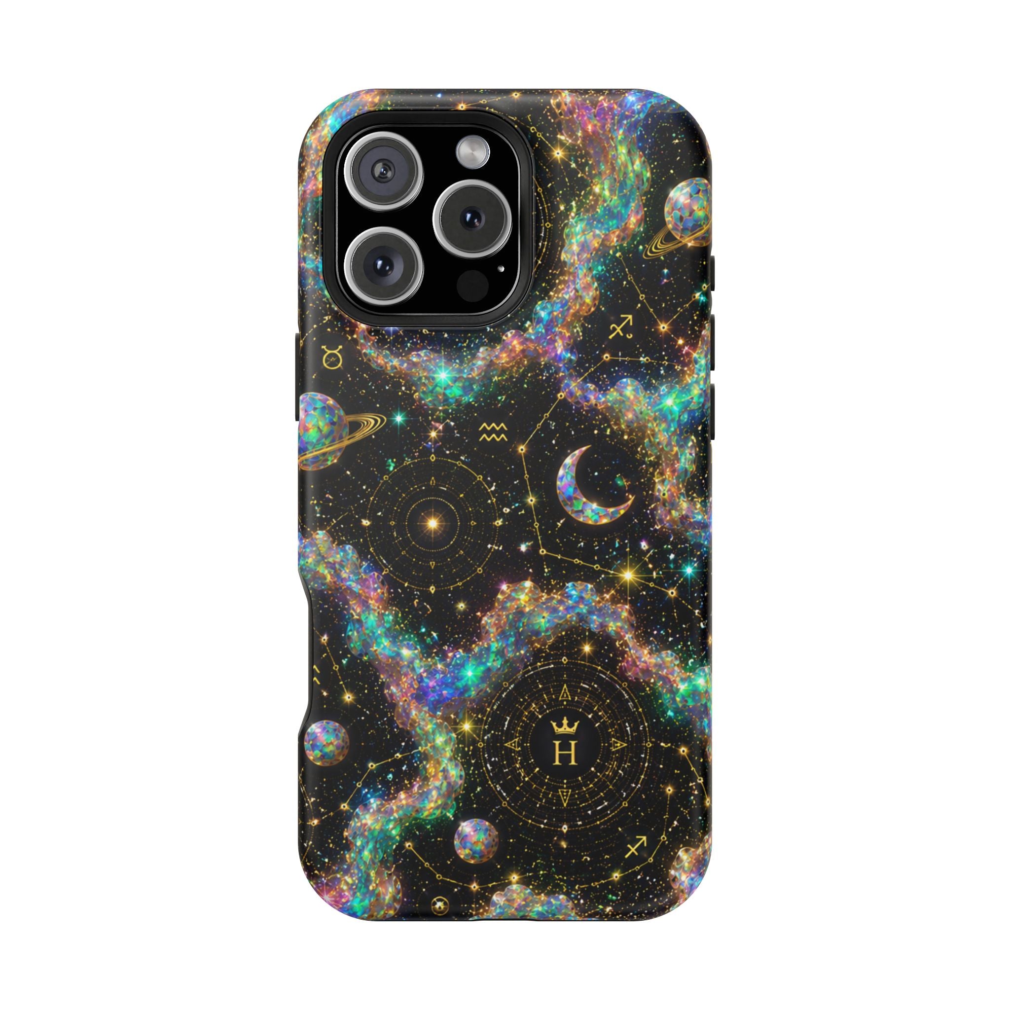 Libra Opal Birthstone Phone Case — Black Magnetic Impact-Resistant