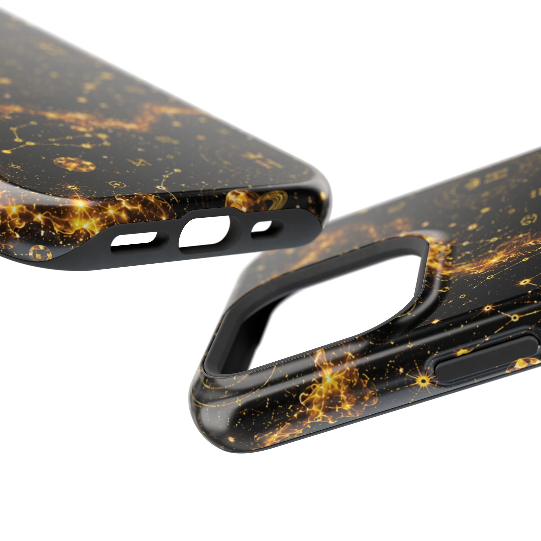 Galaxy Constellation Magnetic Phone Case — Gold Starfield Impact-Resistant