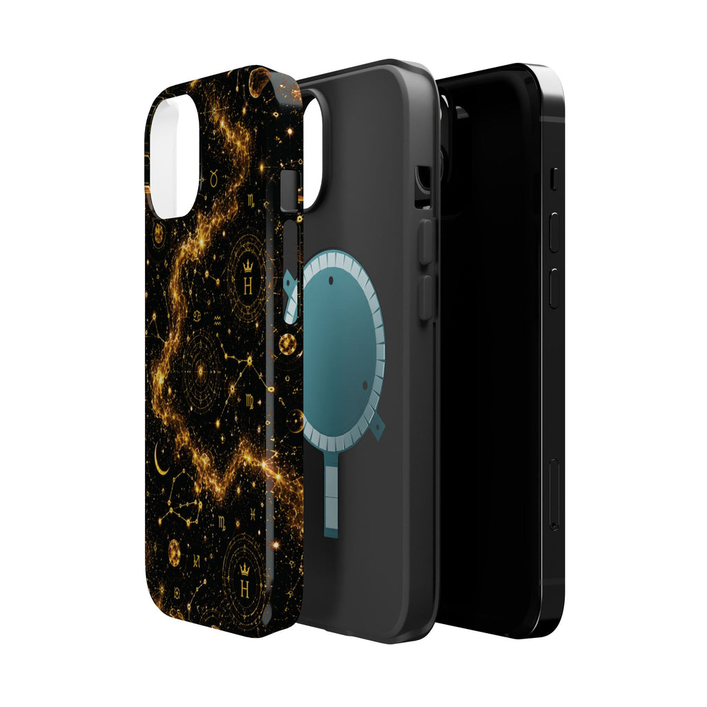 Galaxy Constellation Magnetic Phone Case — Gold Starfield Impact-Resistant