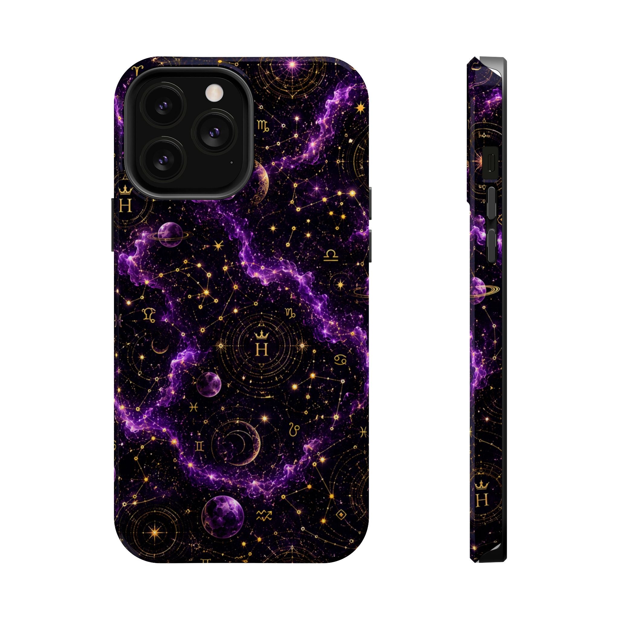 Aquarius Amethyst Birthstone Phone Case — Black Magnetic Impact-Resistant