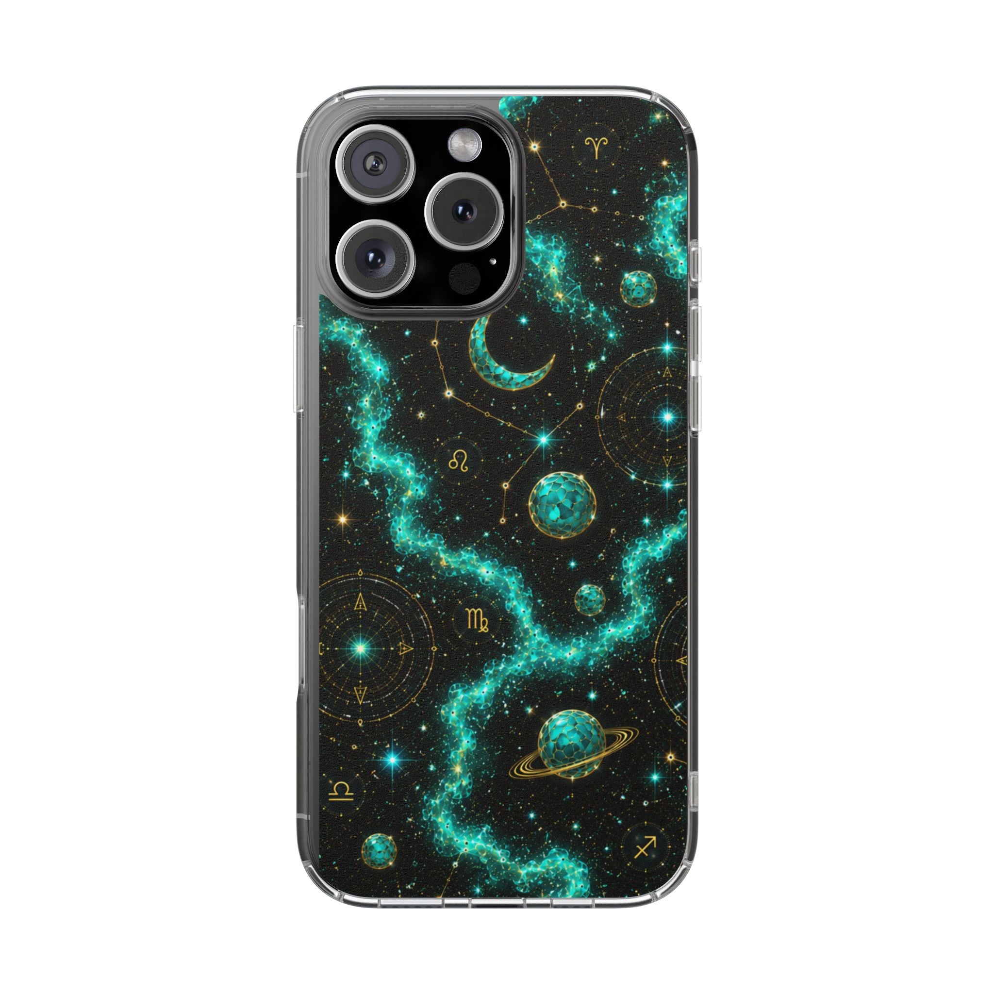 Pisces Aquamarine Birthstone Phone Case — Clear Magnetic Impact-Resistant