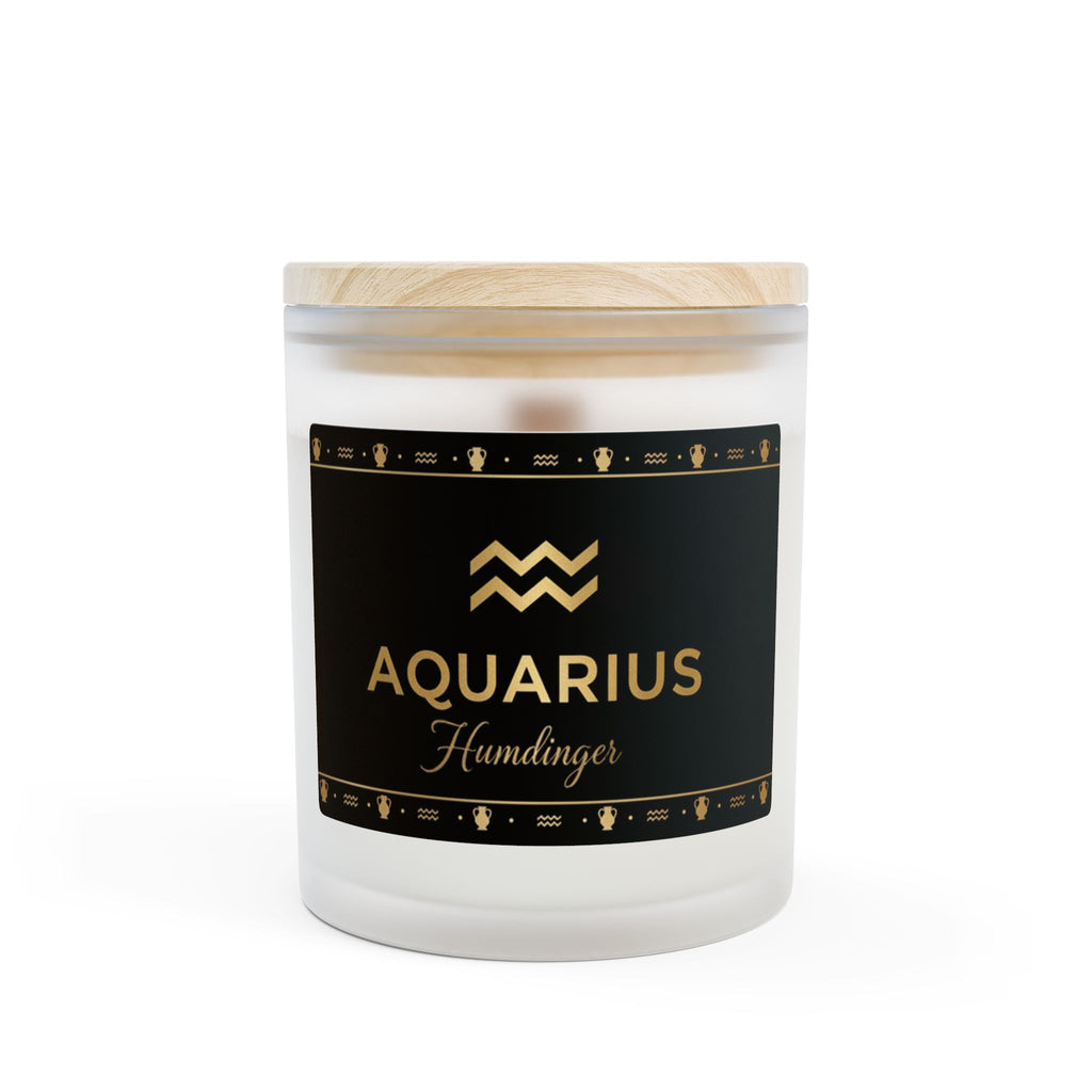 Aquarius Zodiac Frosted Glass Candle — 11oz Scented Astrology Gift