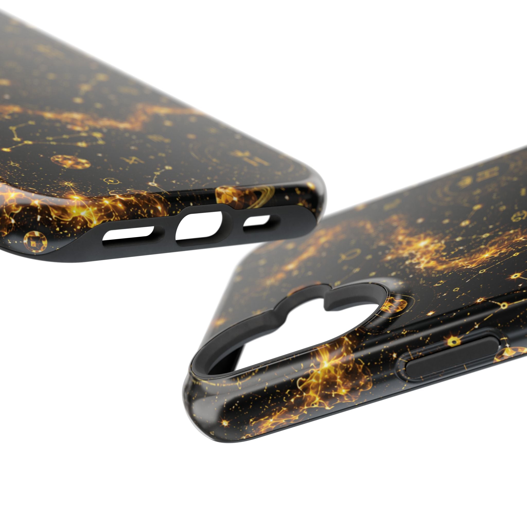 Galaxy Constellation Magnetic Phone Case — Gold Starfield Impact-Resistant
