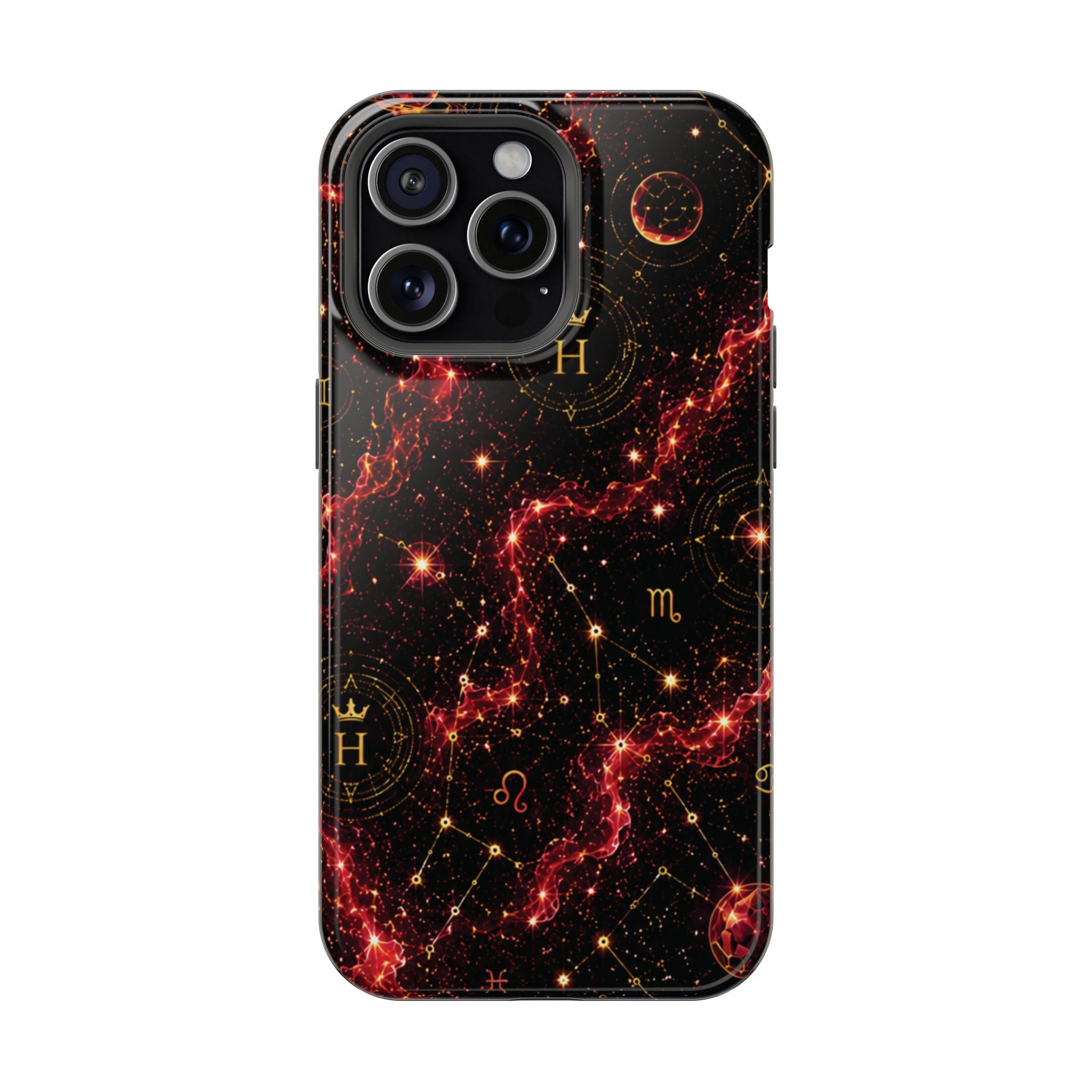 Capricorn Garnet Birthstone Phone Case — Black Magnetic Impact-Resistant