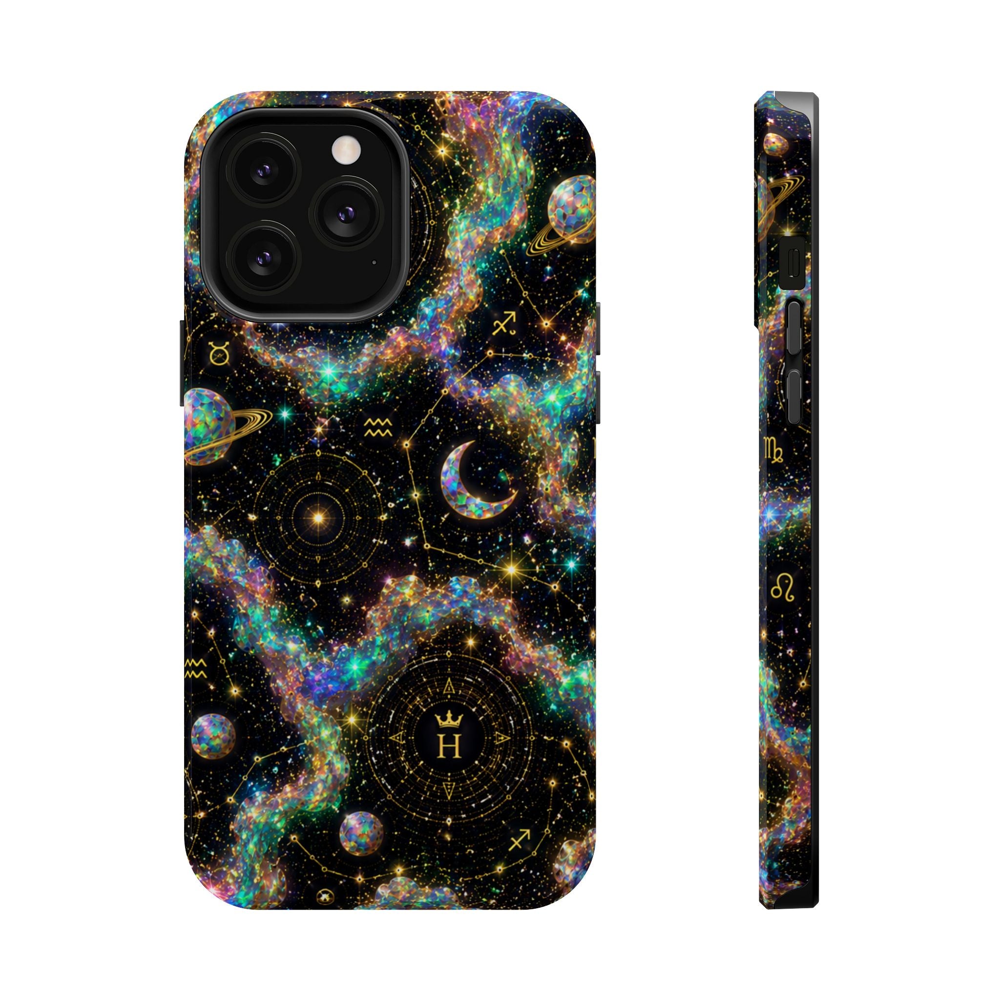 Libra Opal Birthstone Phone Case — Black Magnetic Impact-Resistant