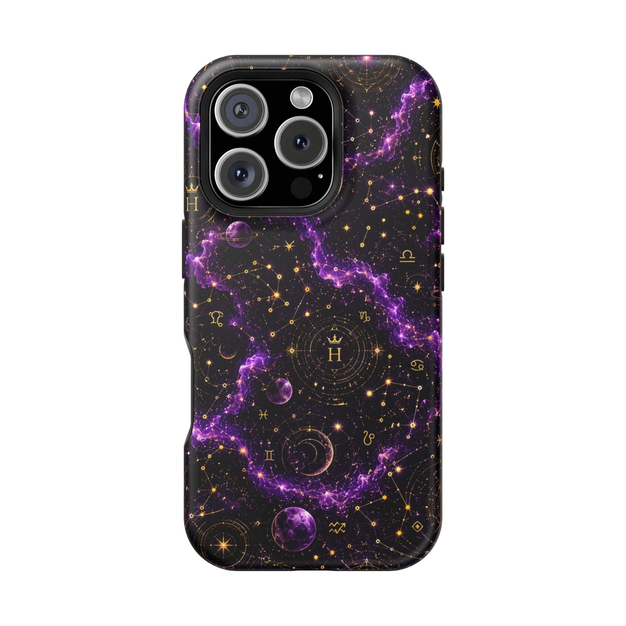 Aquarius Amethyst Birthstone Phone Case — Black Magnetic Impact-Resistant