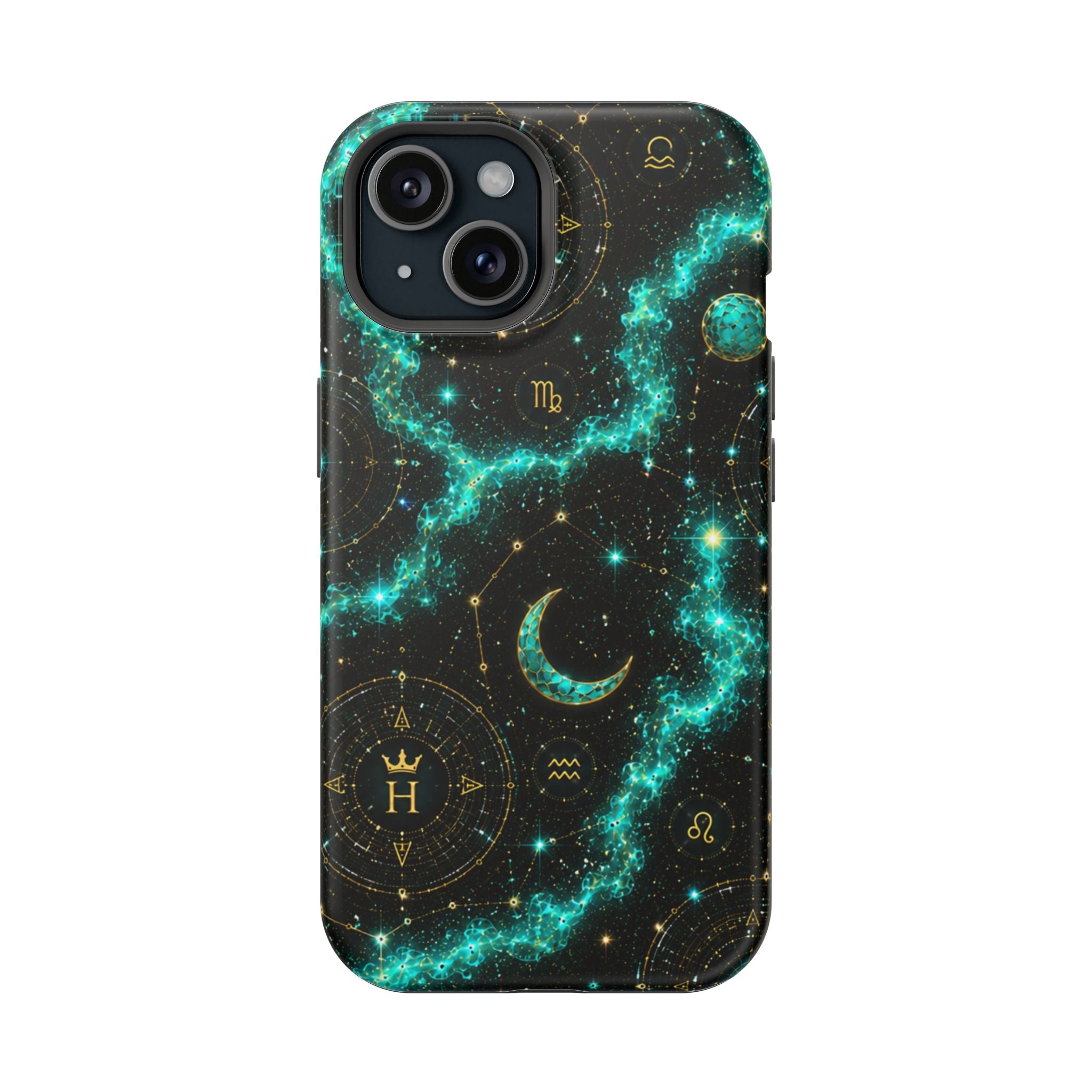 Pisces Aquamarine Birthstone Phone Case — Black Magnetic Impact-Resistant