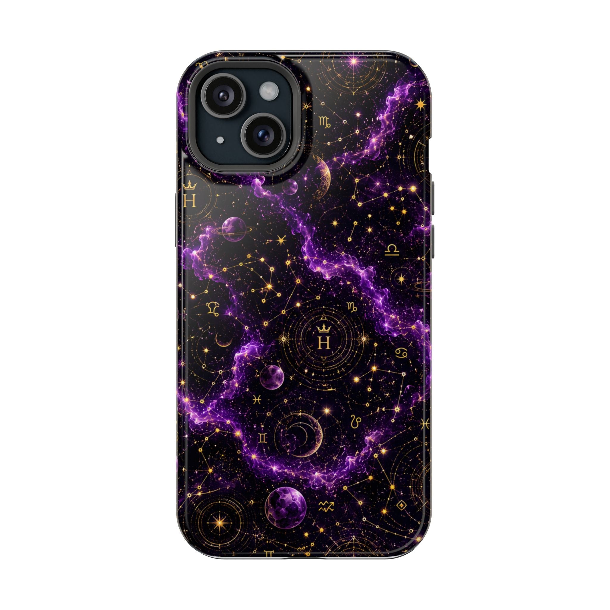 Aquarius Amethyst Birthstone Phone Case — Black Magnetic Impact-Resistant