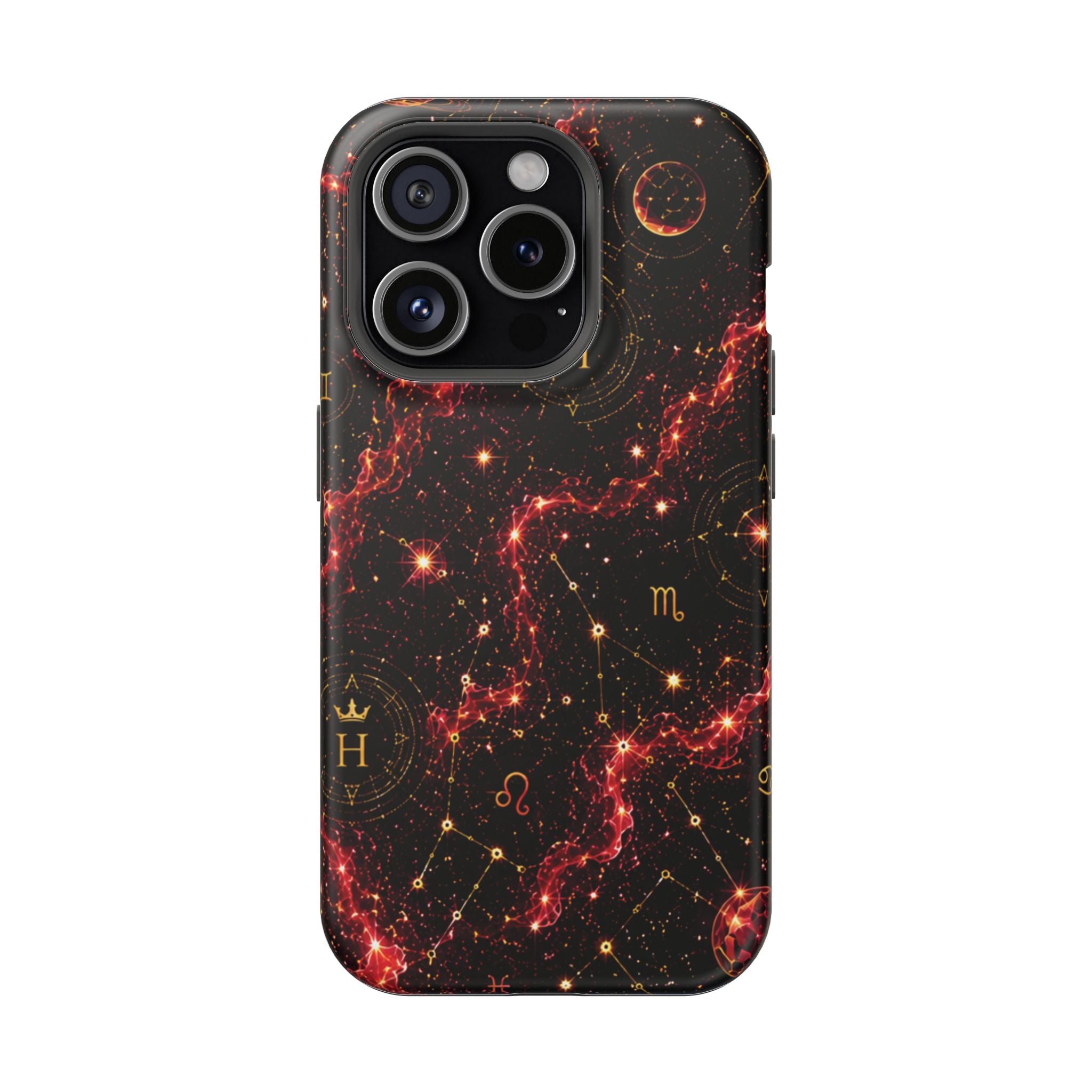 Capricorn Garnet Birthstone Phone Case — Black Magnetic Impact-Resistant