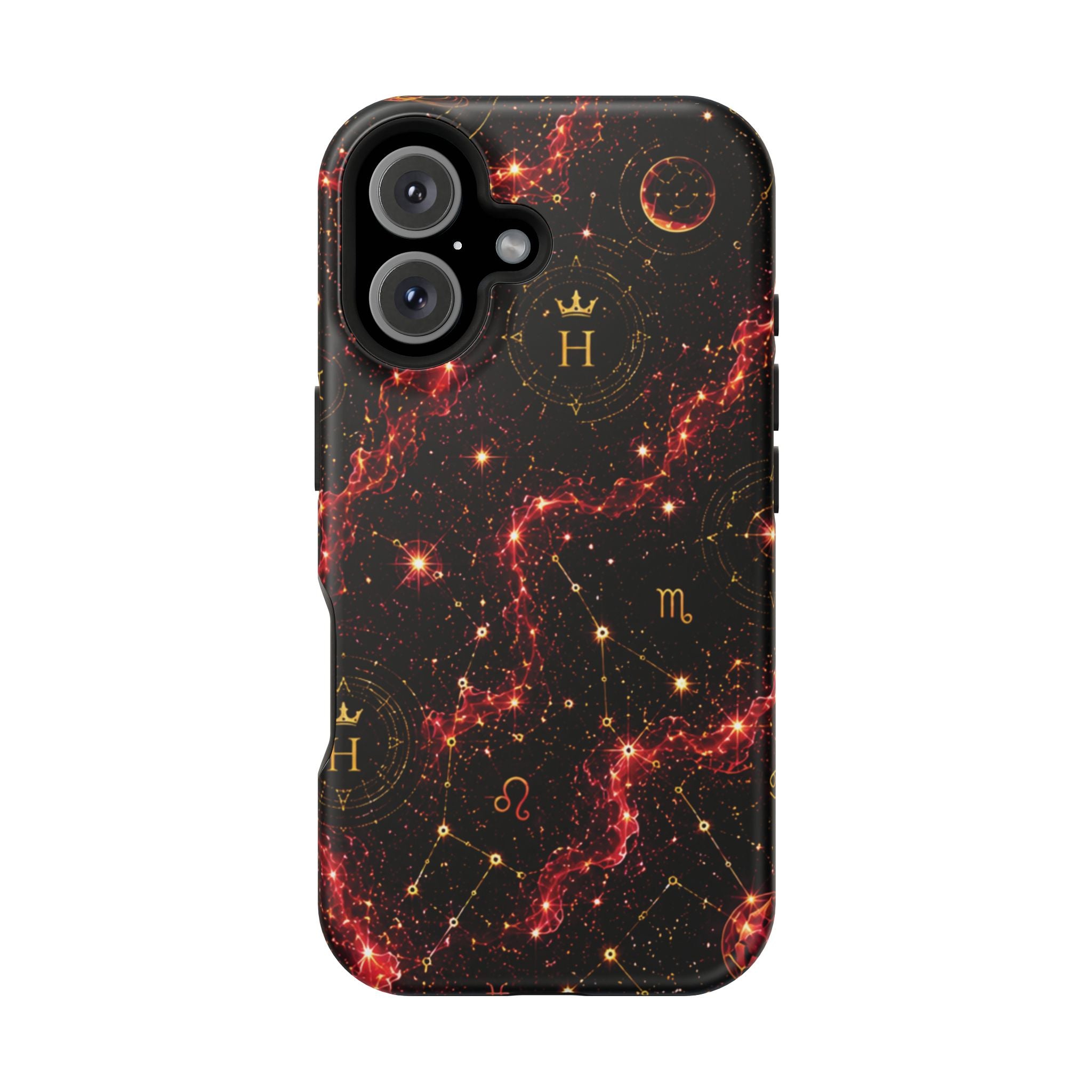 Capricorn Garnet Birthstone Phone Case — Black Magnetic Impact-Resistant