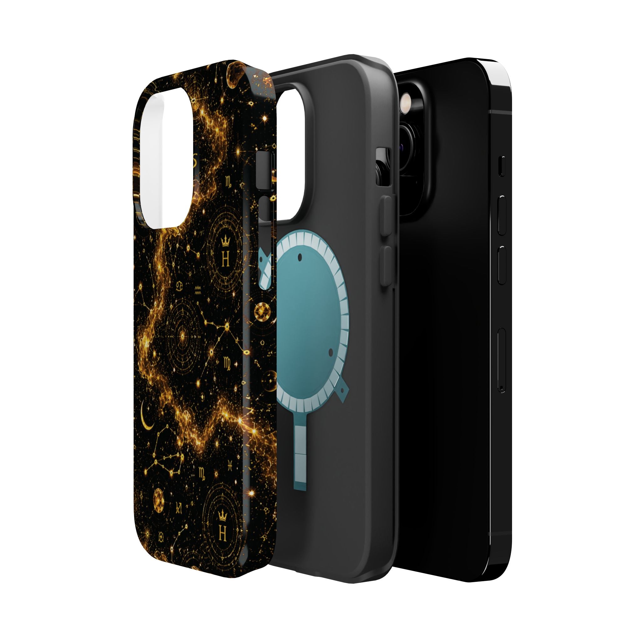 Galaxy Constellation Magnetic Phone Case — Gold Starfield Impact-Resistant