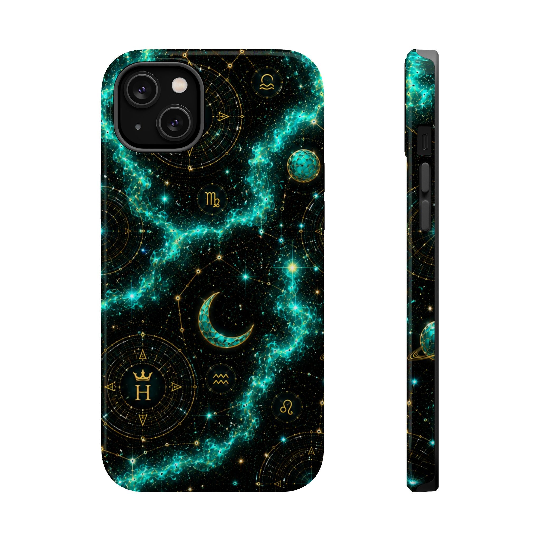 Pisces Aquamarine Birthstone Phone Case — Black Magnetic Impact-Resistant