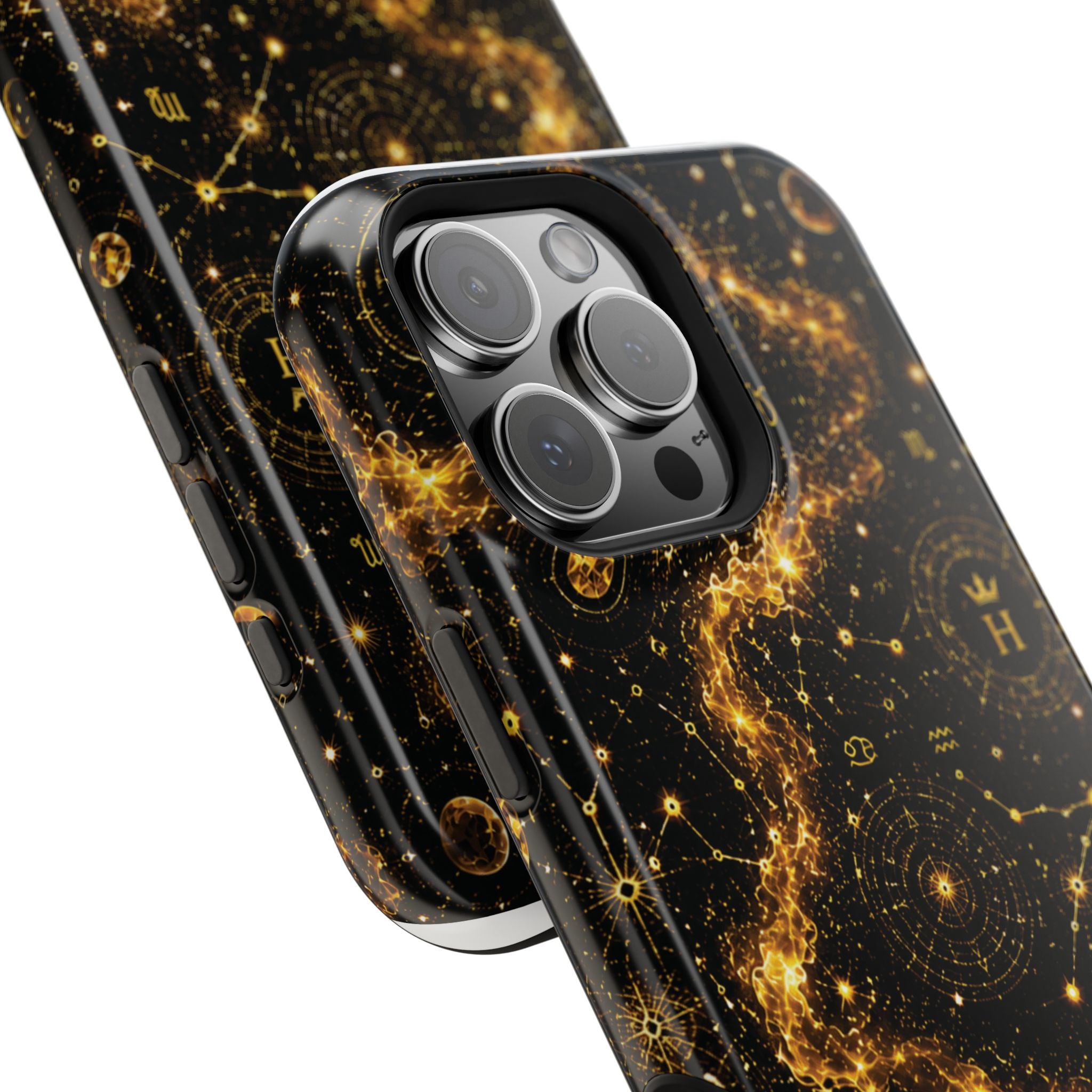 Galaxy Constellation Magnetic Phone Case — Gold Starfield Impact-Resistant