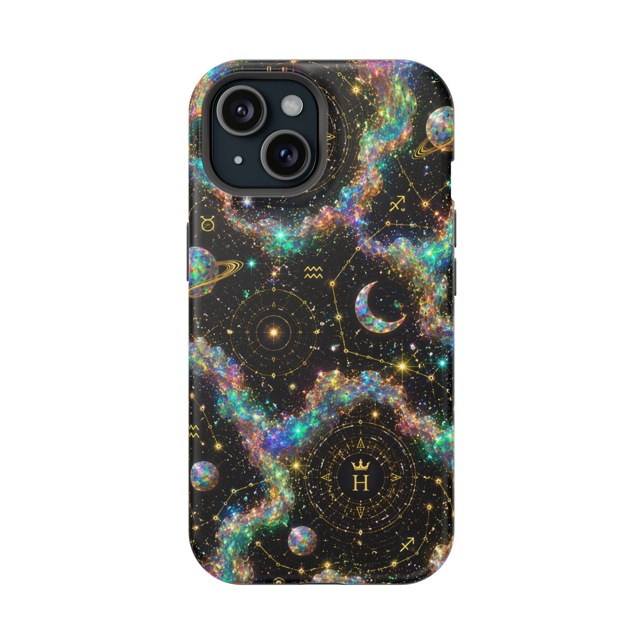 Libra Opal Birthstone Phone Case — Black Magnetic Impact-Resistant