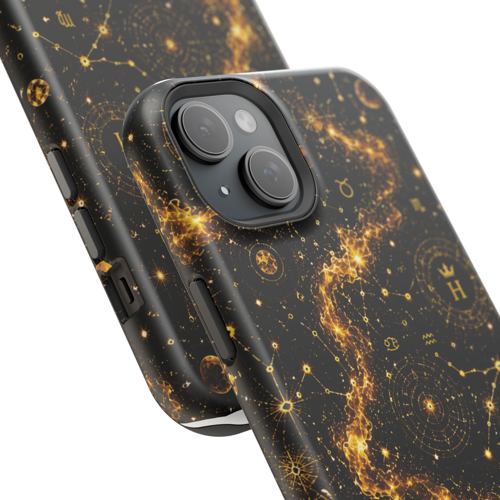 Galaxy Constellation Magnetic Phone Case — Gold Starfield Impact-Resistant