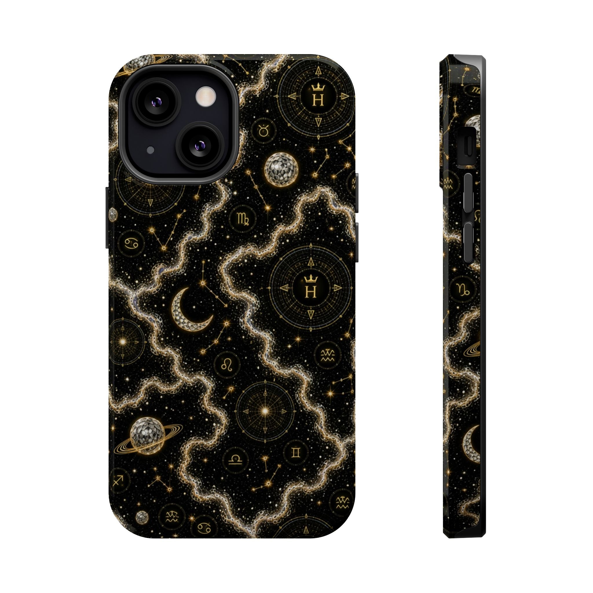 Aries Diamond Birthstone Phone Case — Black Magnetic Impact-Resistant