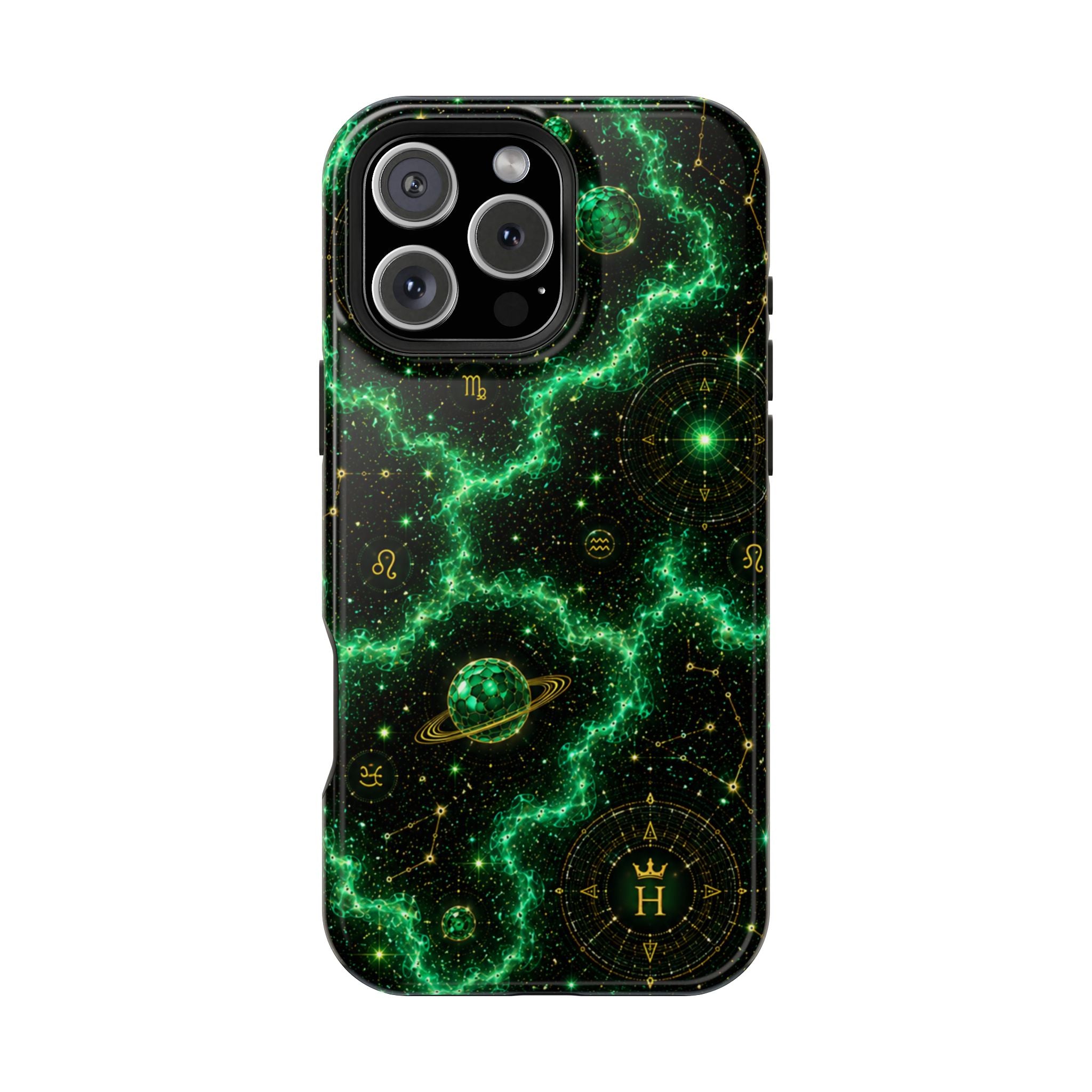 Taurus Emerald Birthstone Phone Case — Black Magnetic Impact-Resistant