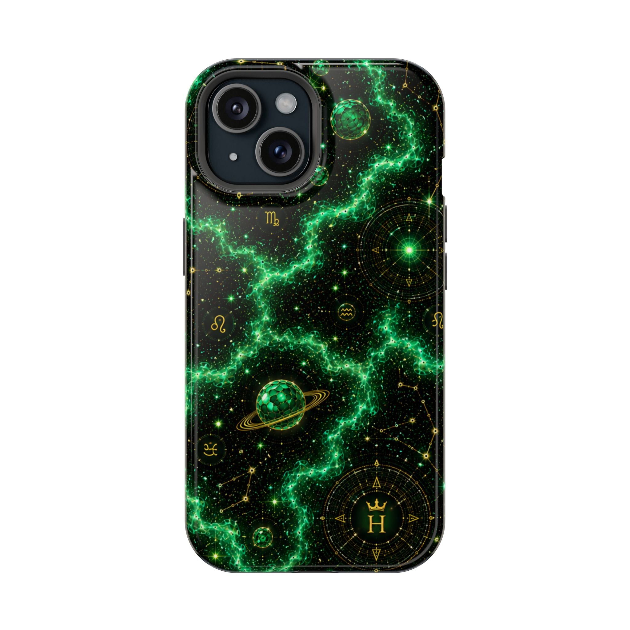 Taurus Emerald Birthstone Phone Case — Black Magnetic Impact-Resistant