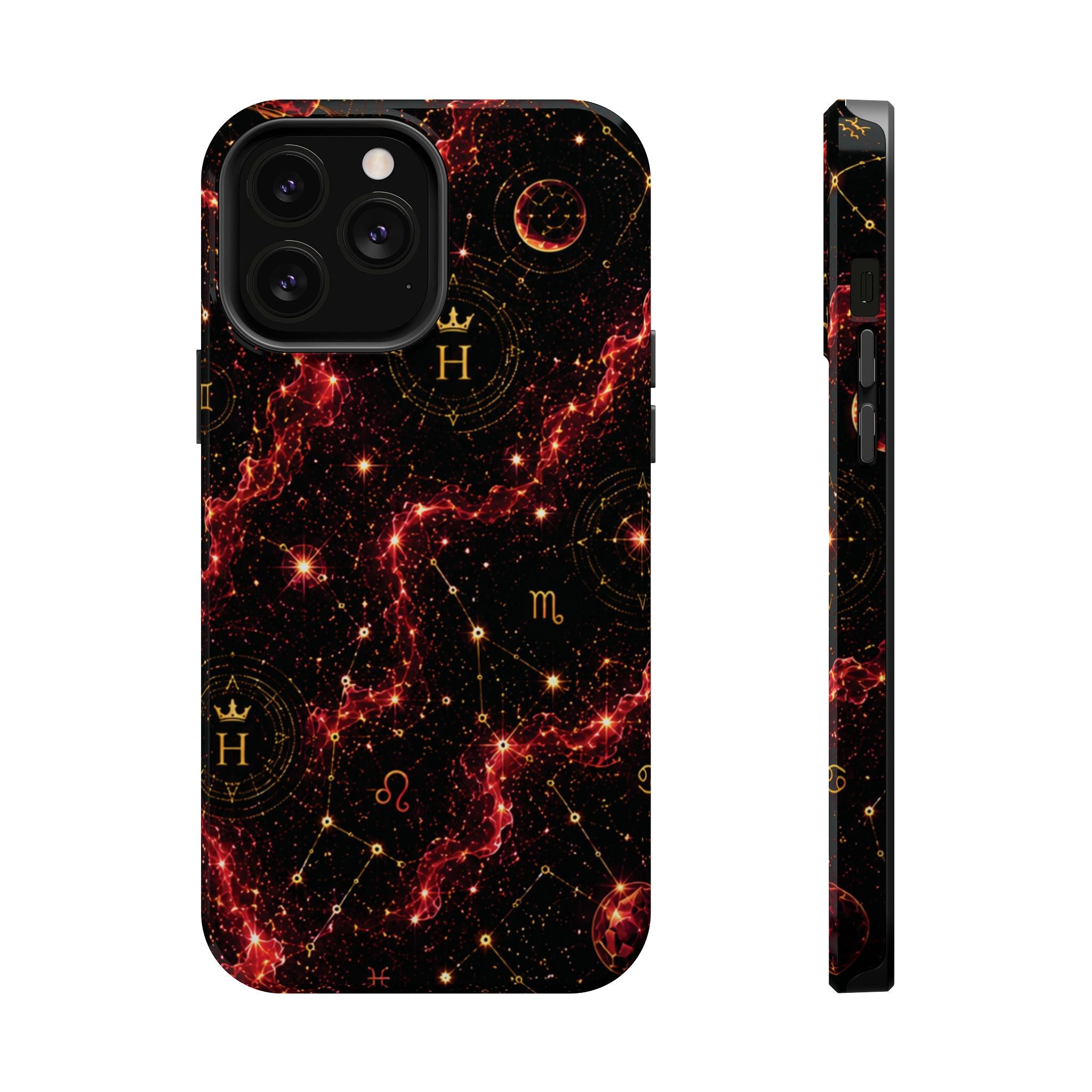 Capricorn Garnet Birthstone Phone Case — Black Magnetic Impact-Resistant