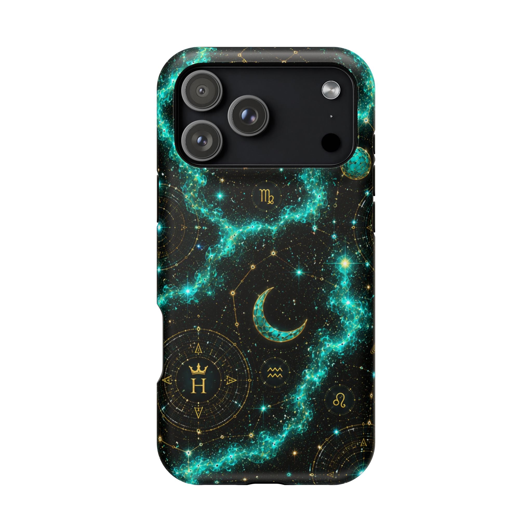 Pisces Aquamarine Birthstone Phone Case — Black Magnetic Impact-Resistant