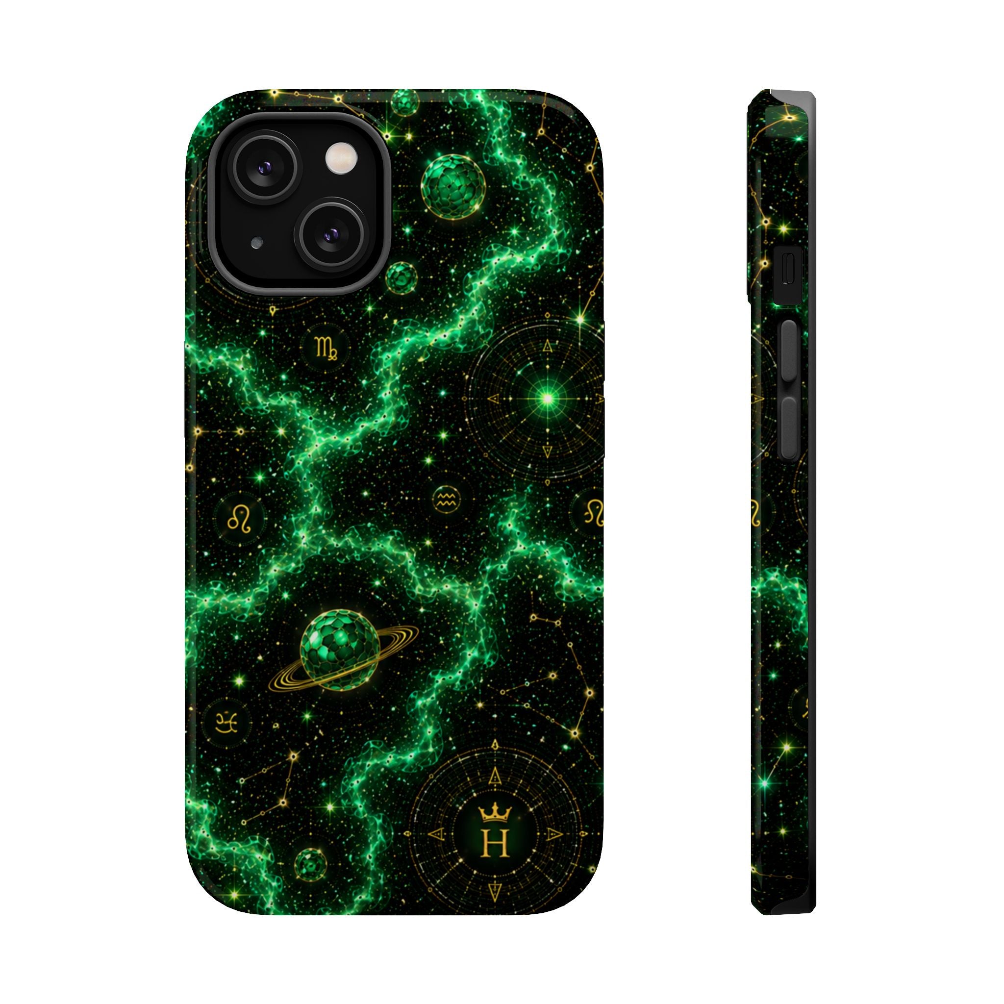 Taurus Emerald Birthstone Phone Case — Black Magnetic Impact-Resistant