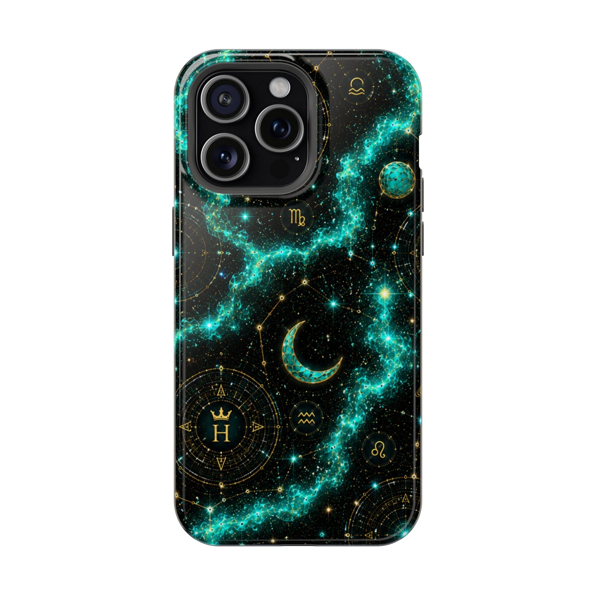 Pisces Aquamarine Birthstone Phone Case — Black Magnetic Impact-Resistant