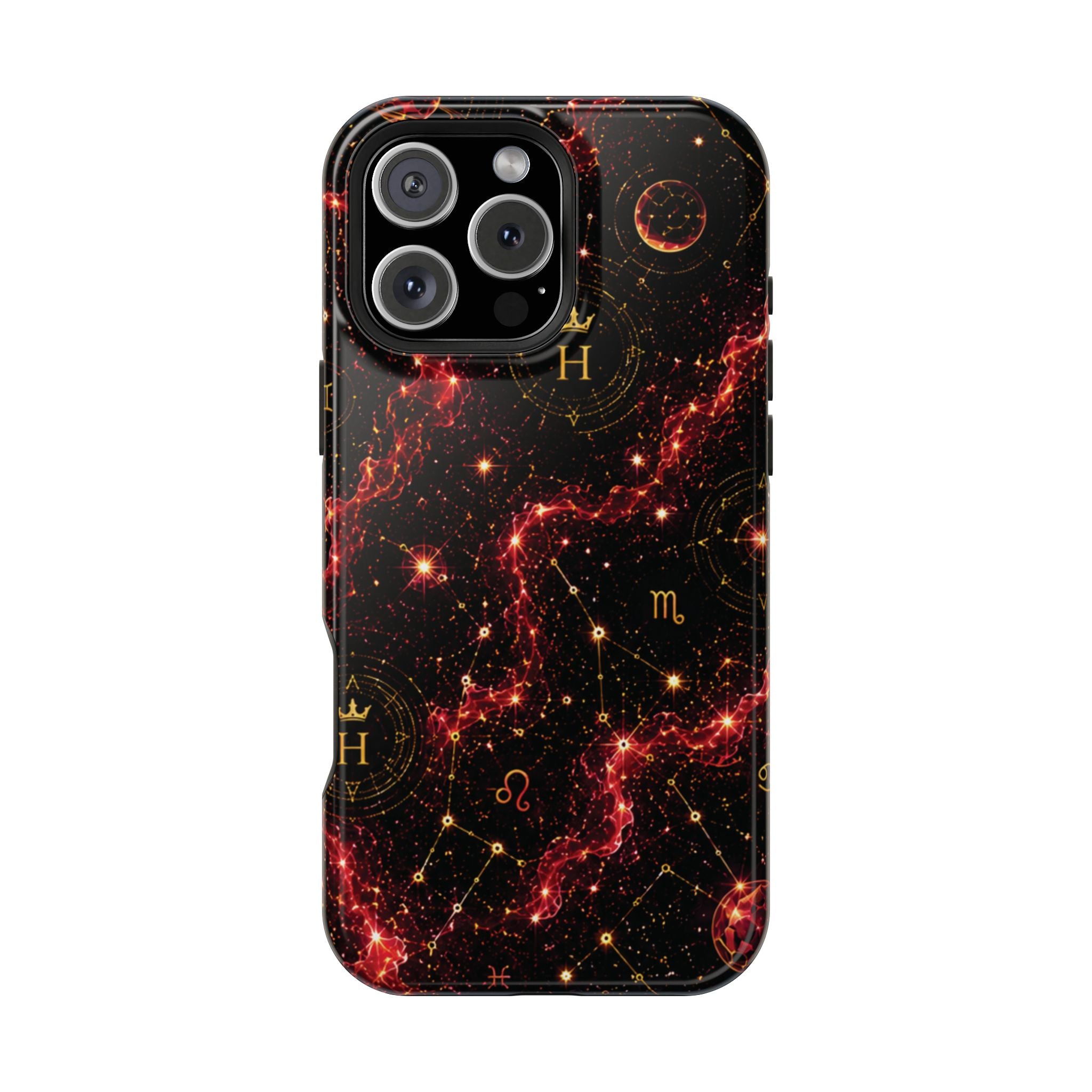 Capricorn Garnet Birthstone Phone Case — Black Magnetic Impact-Resistant