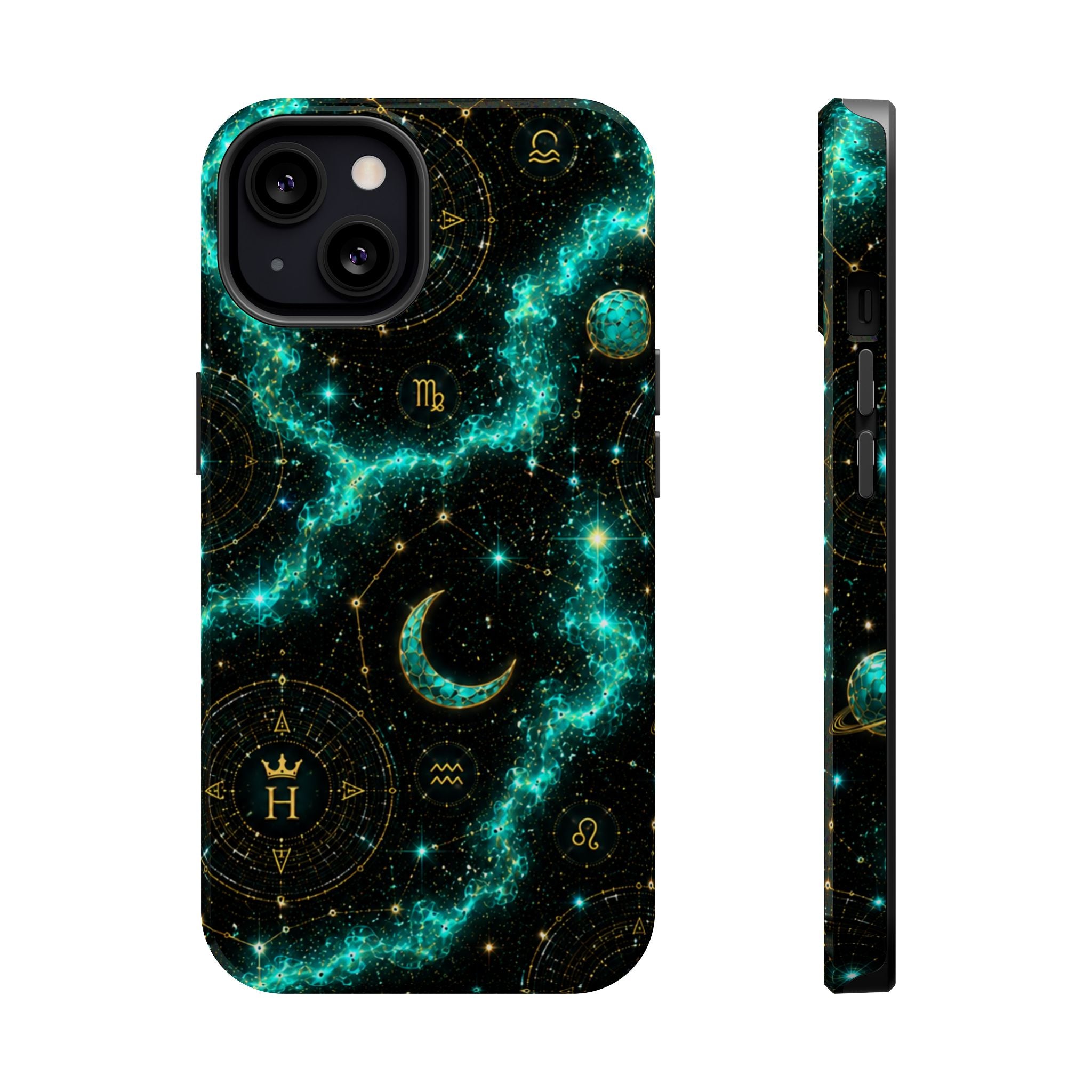 Pisces Aquamarine Birthstone Phone Case — Black Magnetic Impact-Resistant