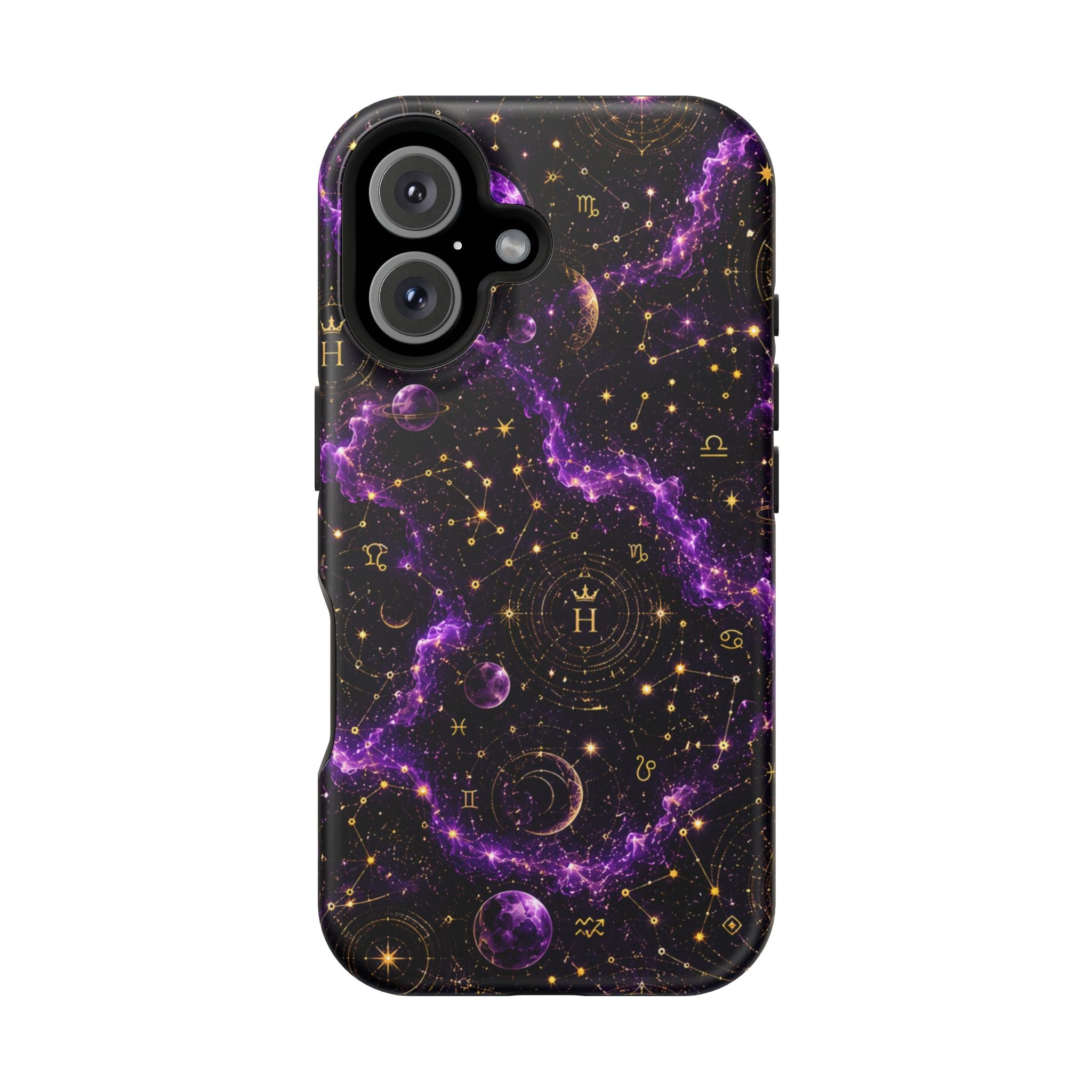Aquarius Amethyst Birthstone Phone Case — Black Magnetic Impact-Resistant
