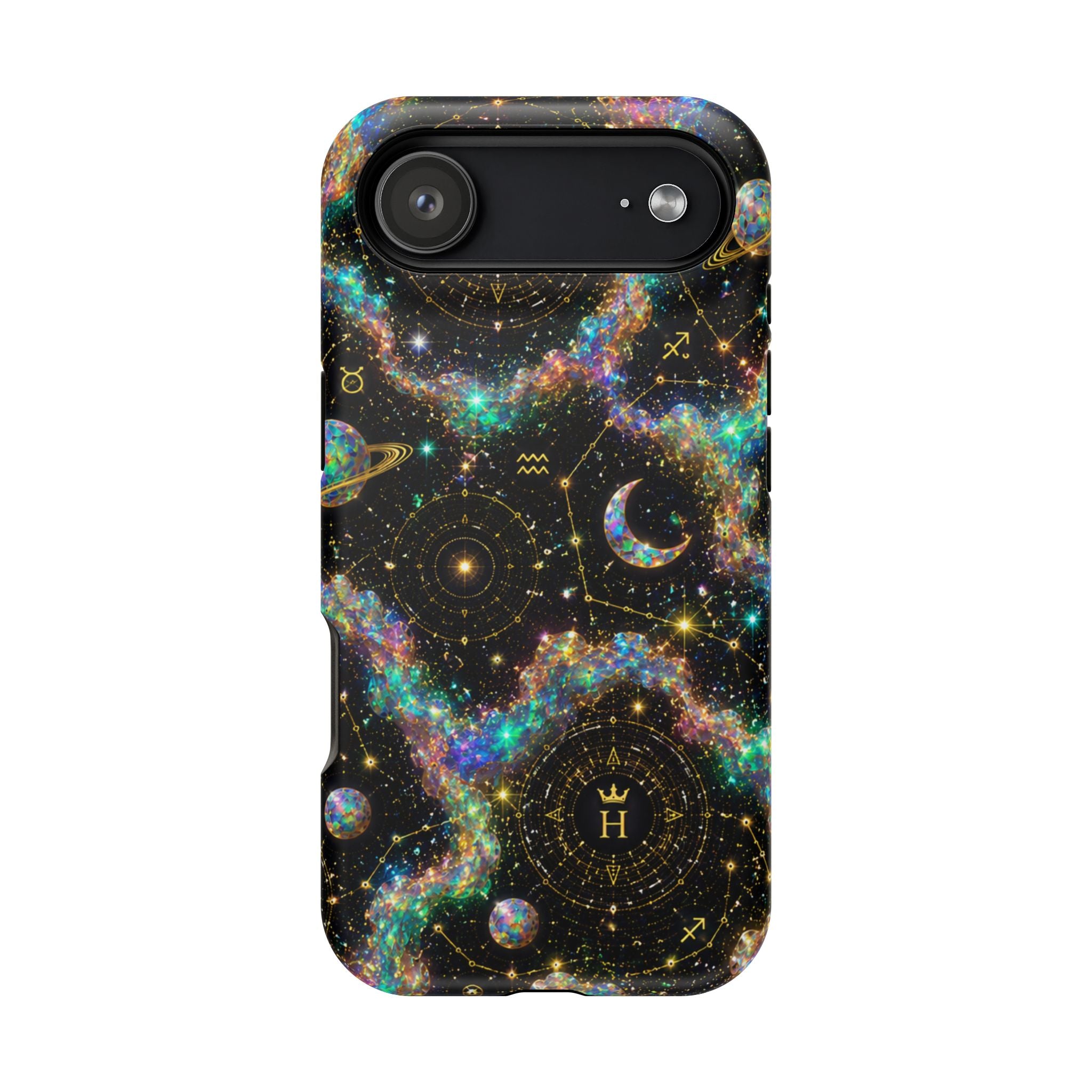 Libra Opal Birthstone Phone Case — Black Magnetic Impact-Resistant