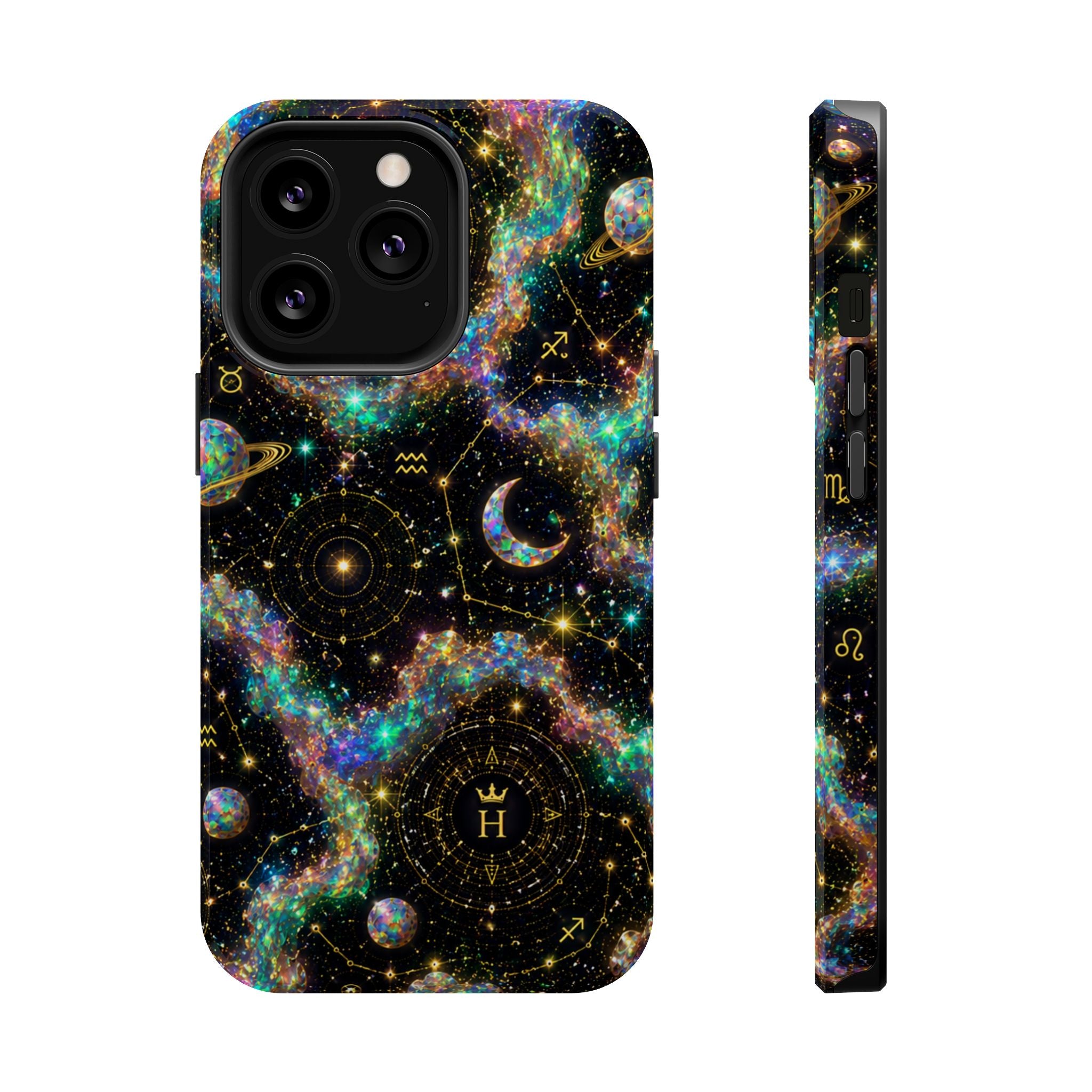 Libra Opal Birthstone Phone Case — Black Magnetic Impact-Resistant
