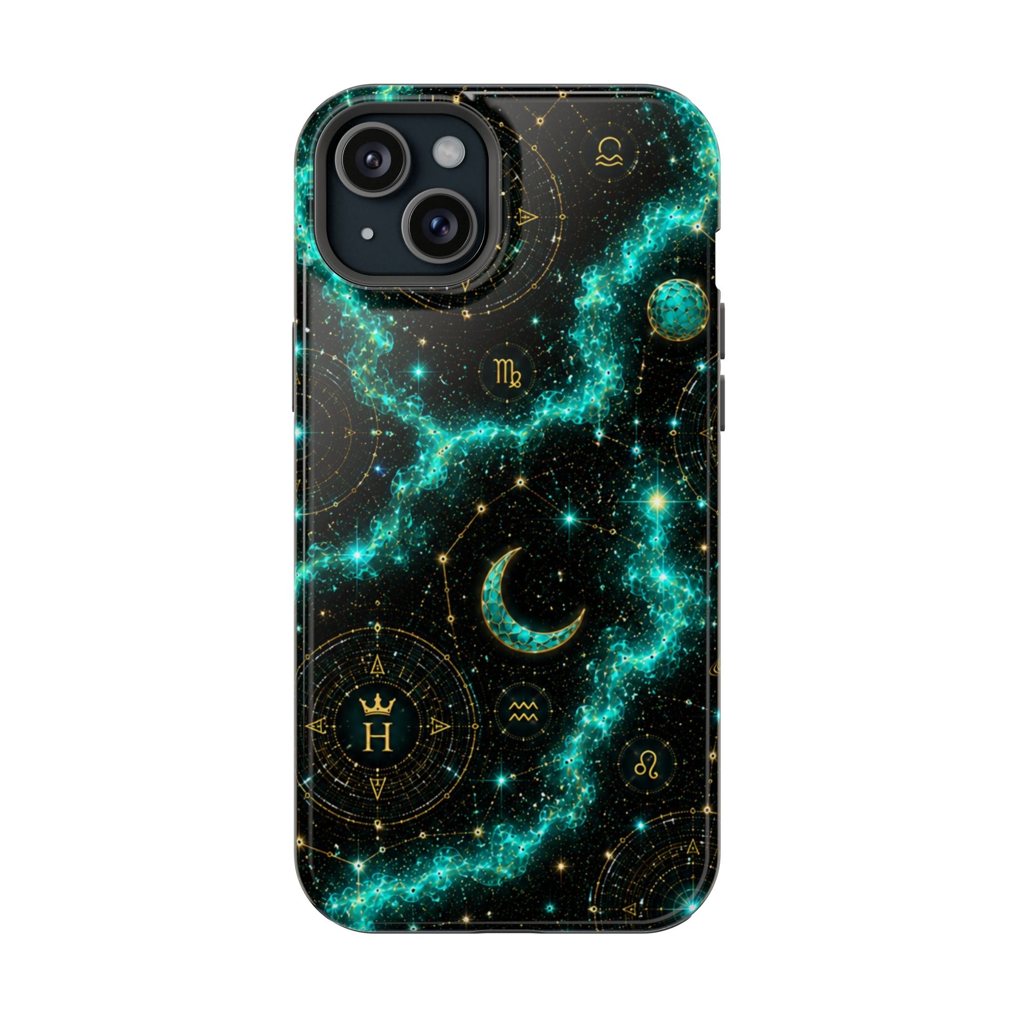Pisces Aquamarine Birthstone Phone Case — Black Magnetic Impact-Resistant