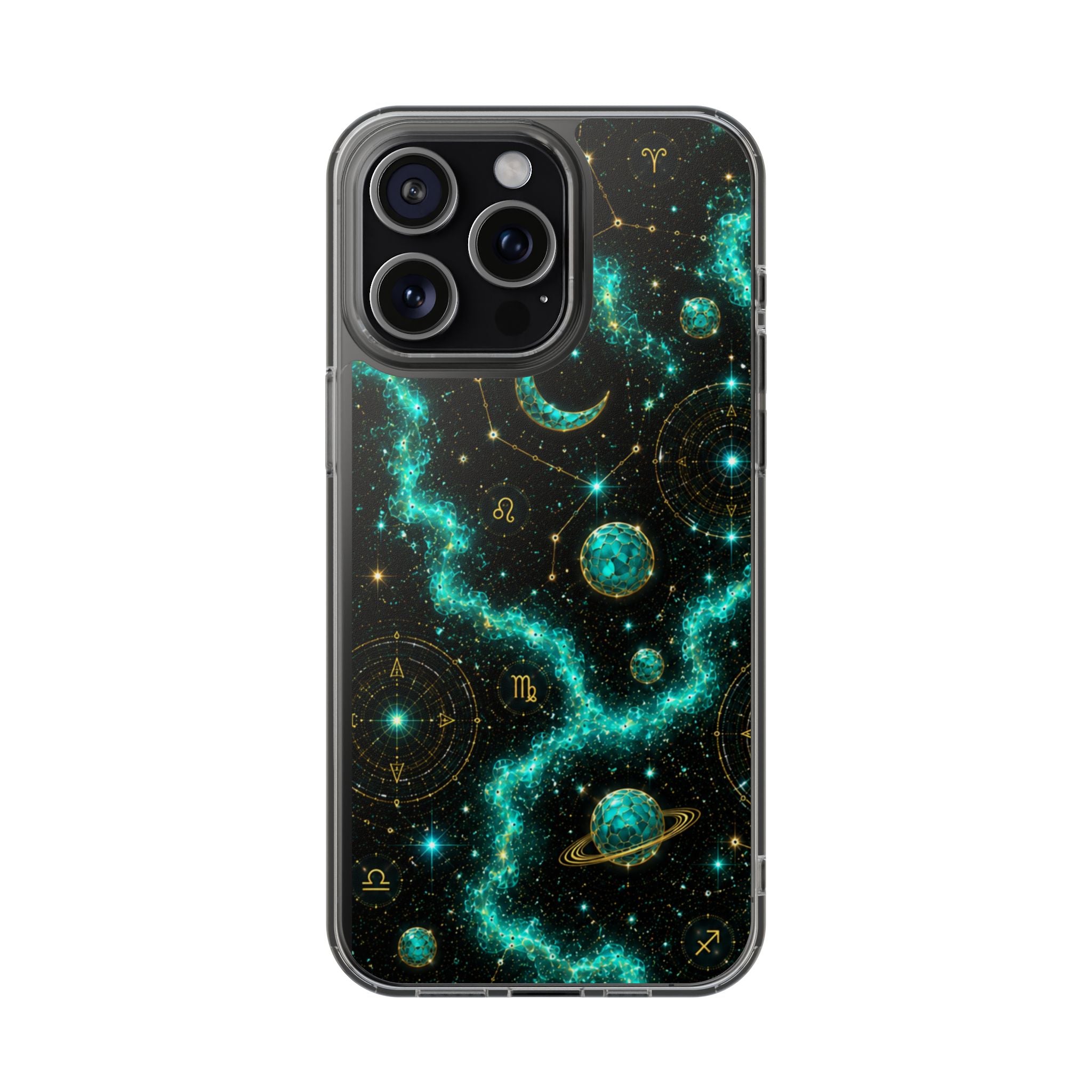 Pisces Aquamarine Birthstone Phone Case — Clear Magnetic Impact-Resistant