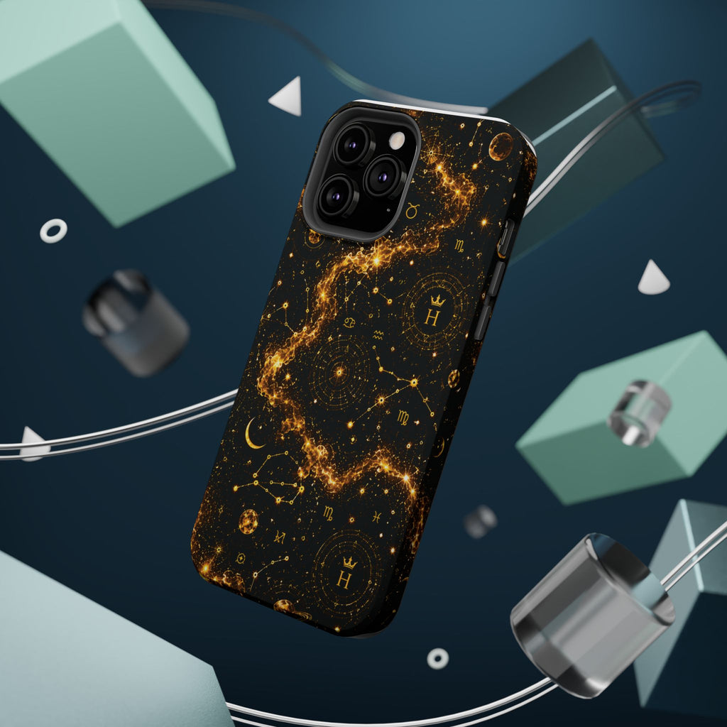 Galaxy Constellation Magnetic Phone Case — Gold Starfield Impact-Resistant