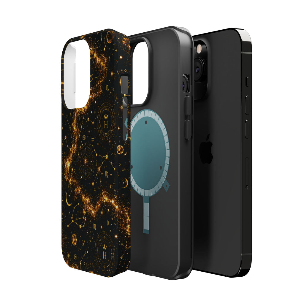 Galaxy Constellation Magnetic Phone Case — Gold Starfield Impact-Resistant