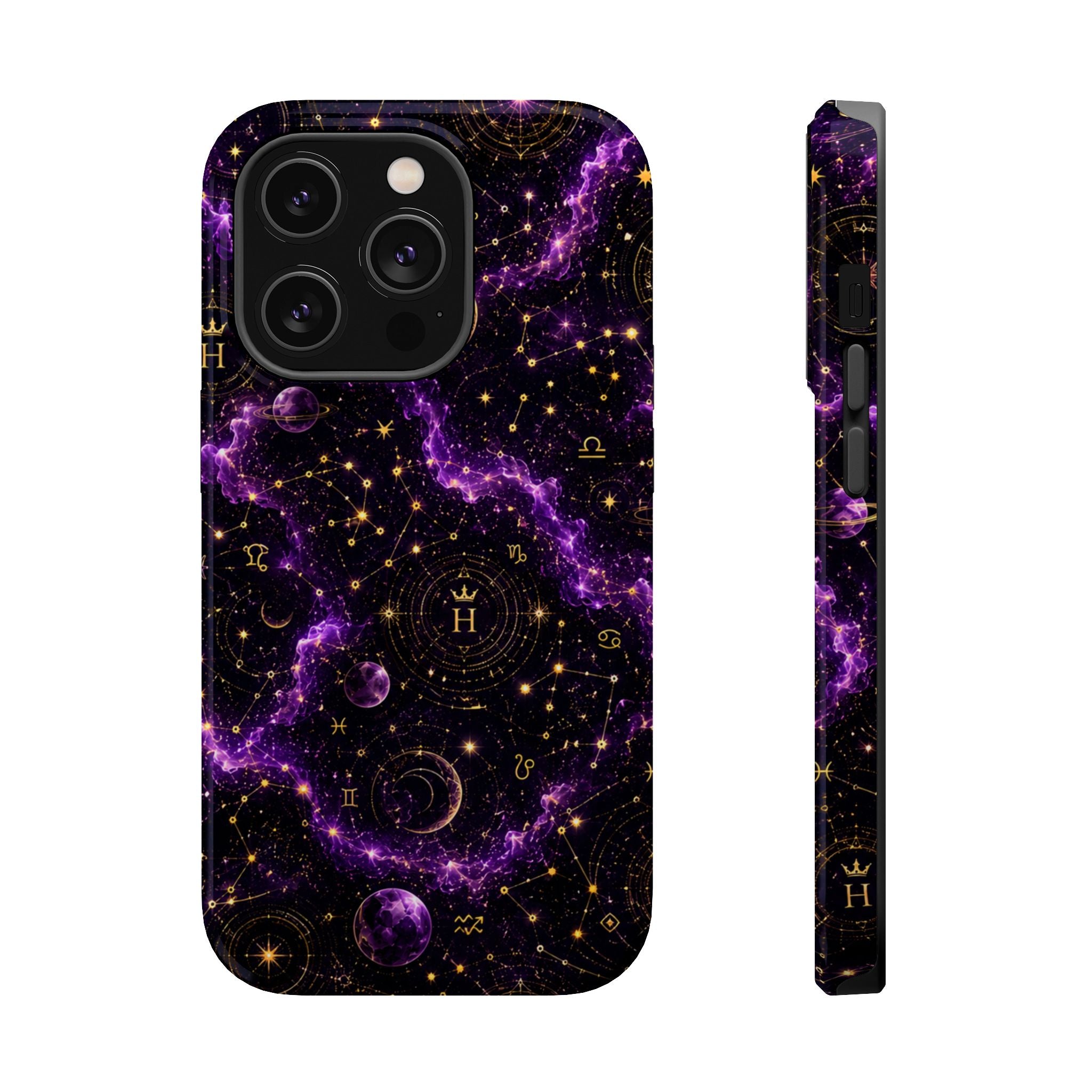 Aquarius Amethyst Birthstone Phone Case — Black Magnetic Impact-Resistant