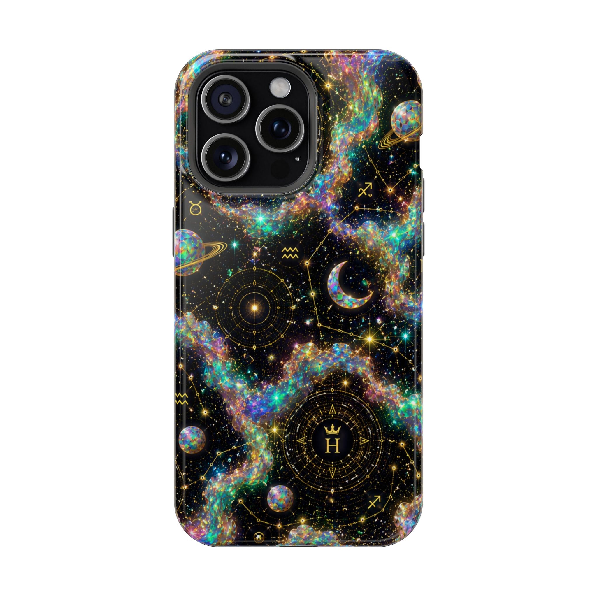 Libra Opal Birthstone Phone Case — Black Magnetic Impact-Resistant