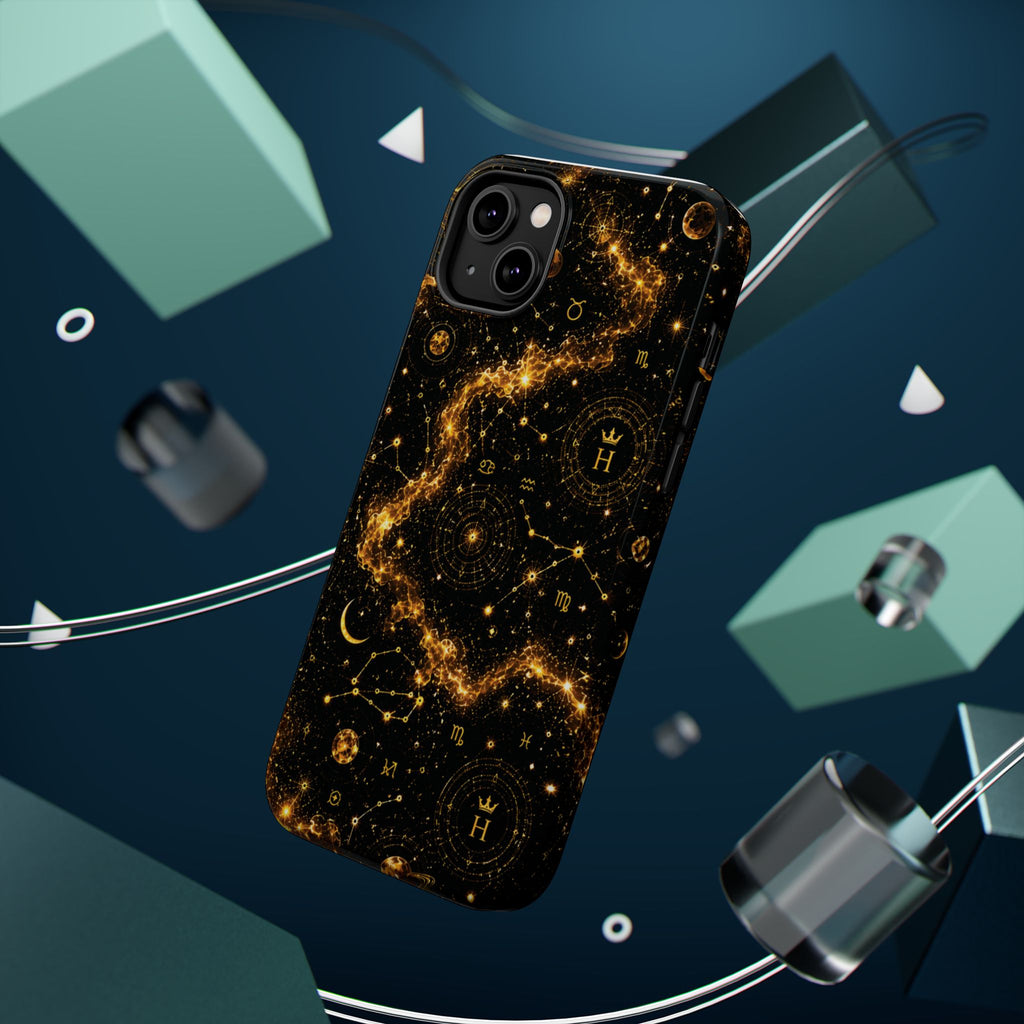 Galaxy Constellation Magnetic Phone Case — Gold Starfield Impact-Resistant