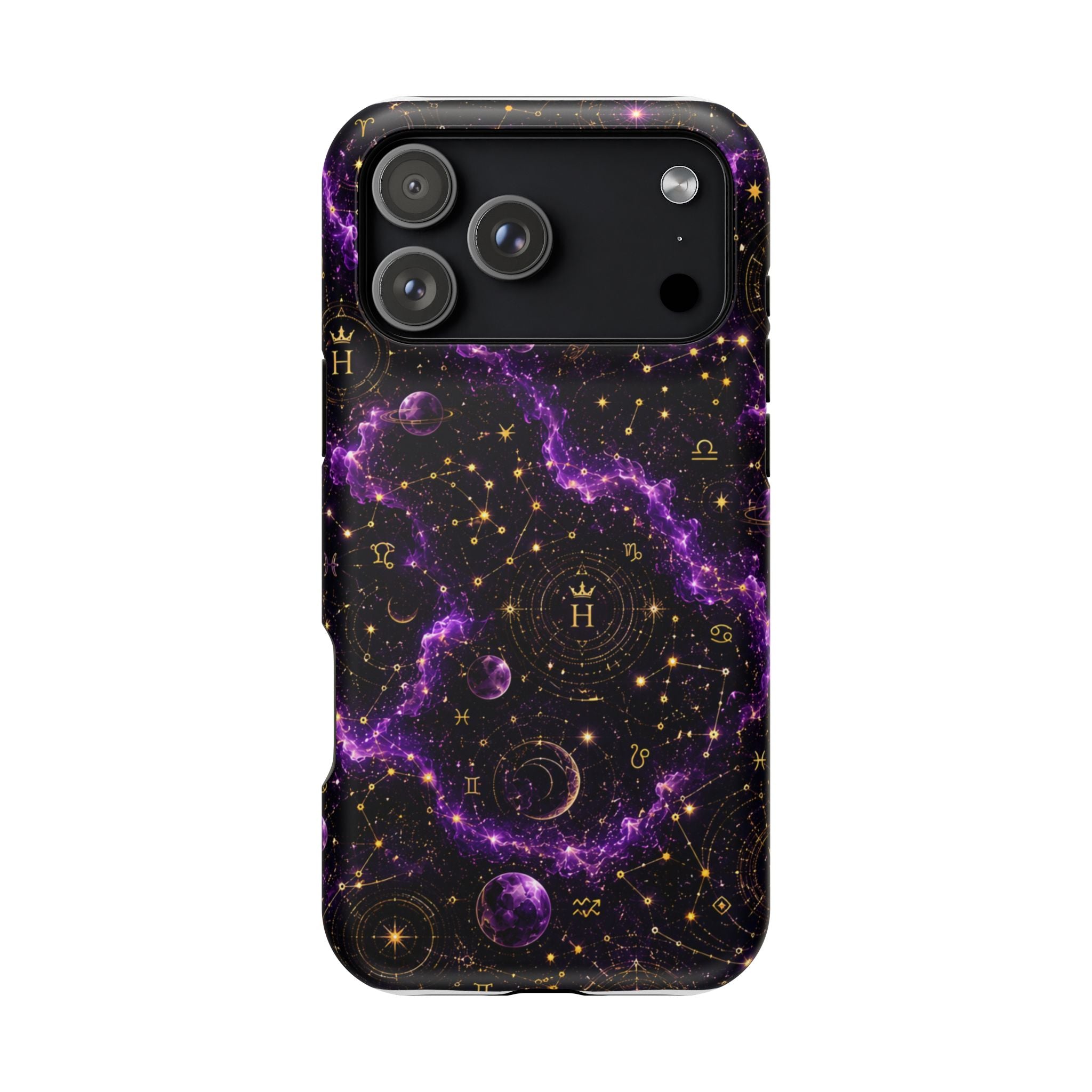 Aquarius Amethyst Birthstone Phone Case — Black Magnetic Impact-Resistant