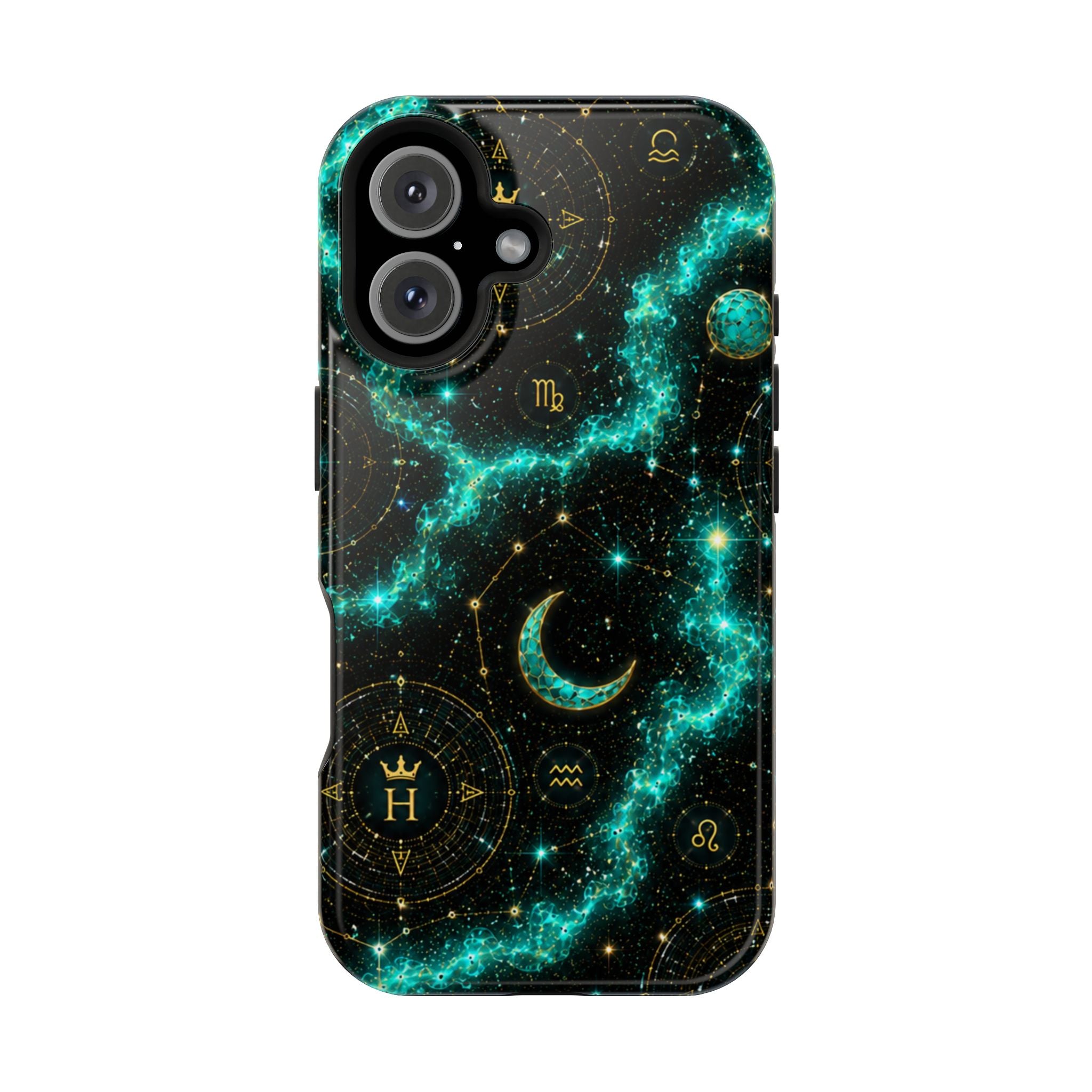 Pisces Aquamarine Birthstone Phone Case — Black Magnetic Impact-Resistant