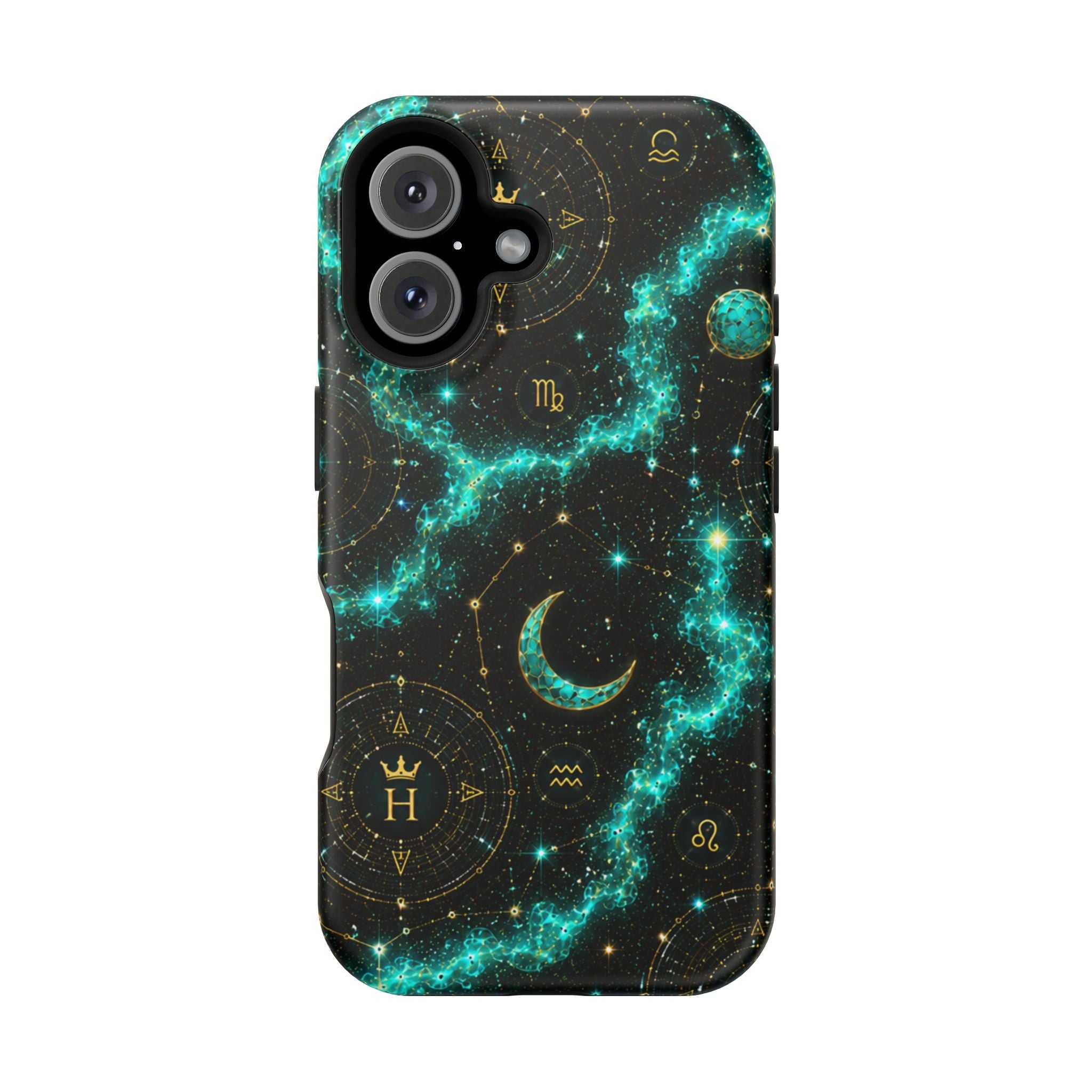 Pisces Aquamarine Birthstone Phone Case — Black Magnetic Impact-Resistant