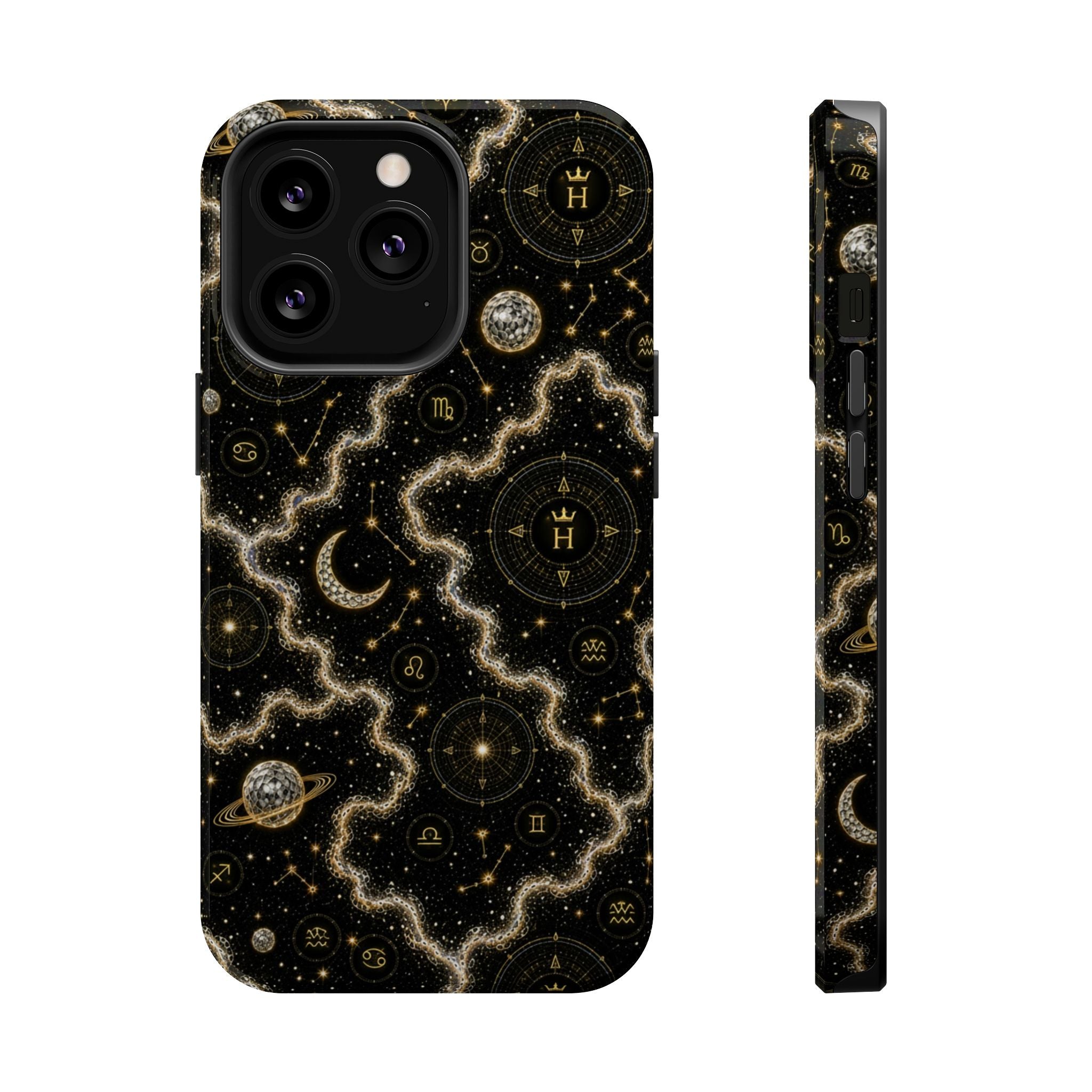 Aries Diamond Birthstone Phone Case — Black Magnetic Impact-Resistant