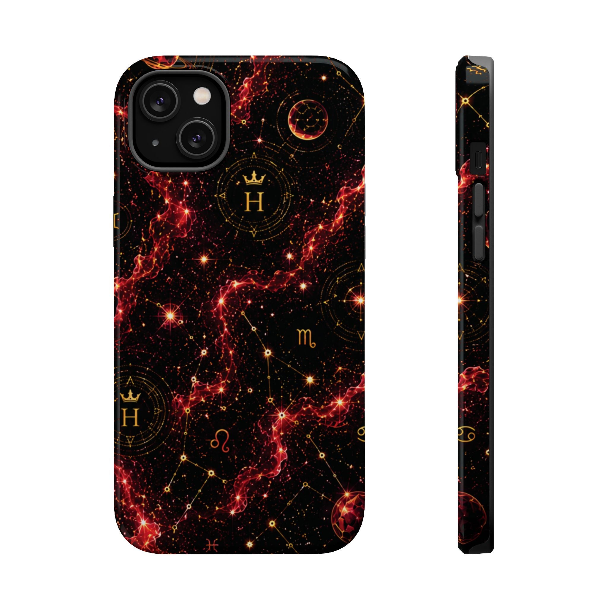 Capricorn Garnet Birthstone Phone Case — Black Magnetic Impact-Resistant