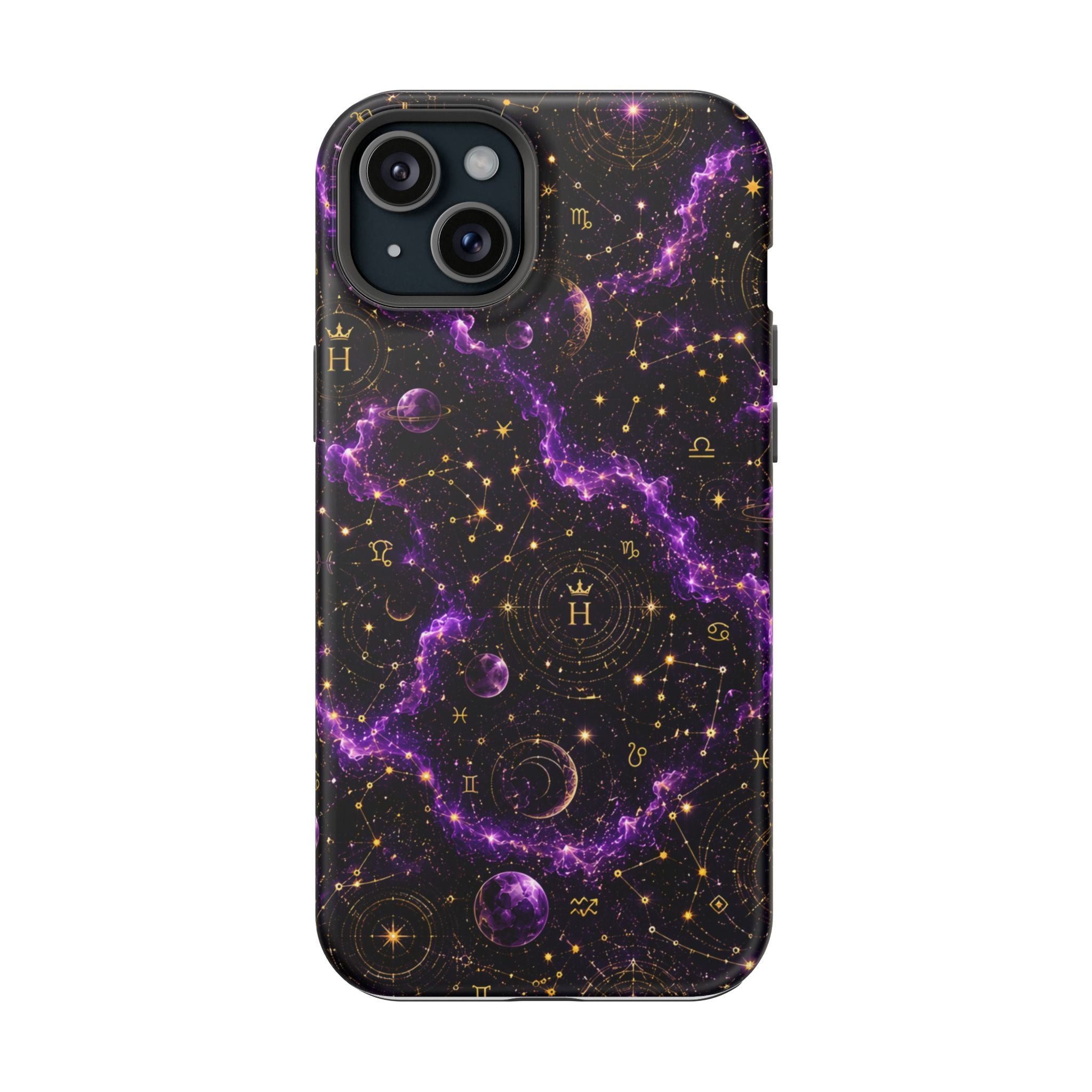 Aquarius Amethyst Birthstone Phone Case — Black Magnetic Impact-Resistant