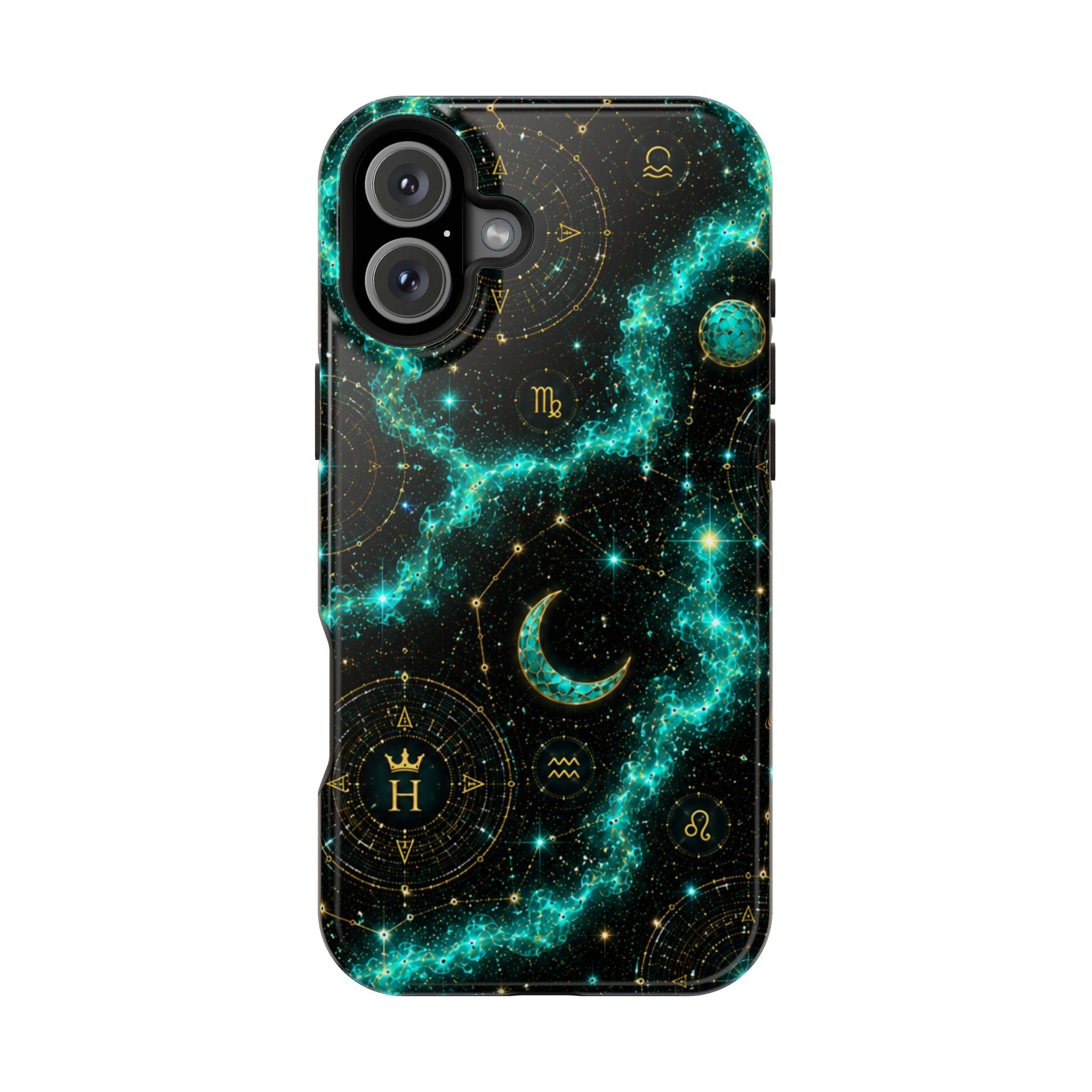 Pisces Aquamarine Birthstone Phone Case — Black Magnetic Impact-Resistant