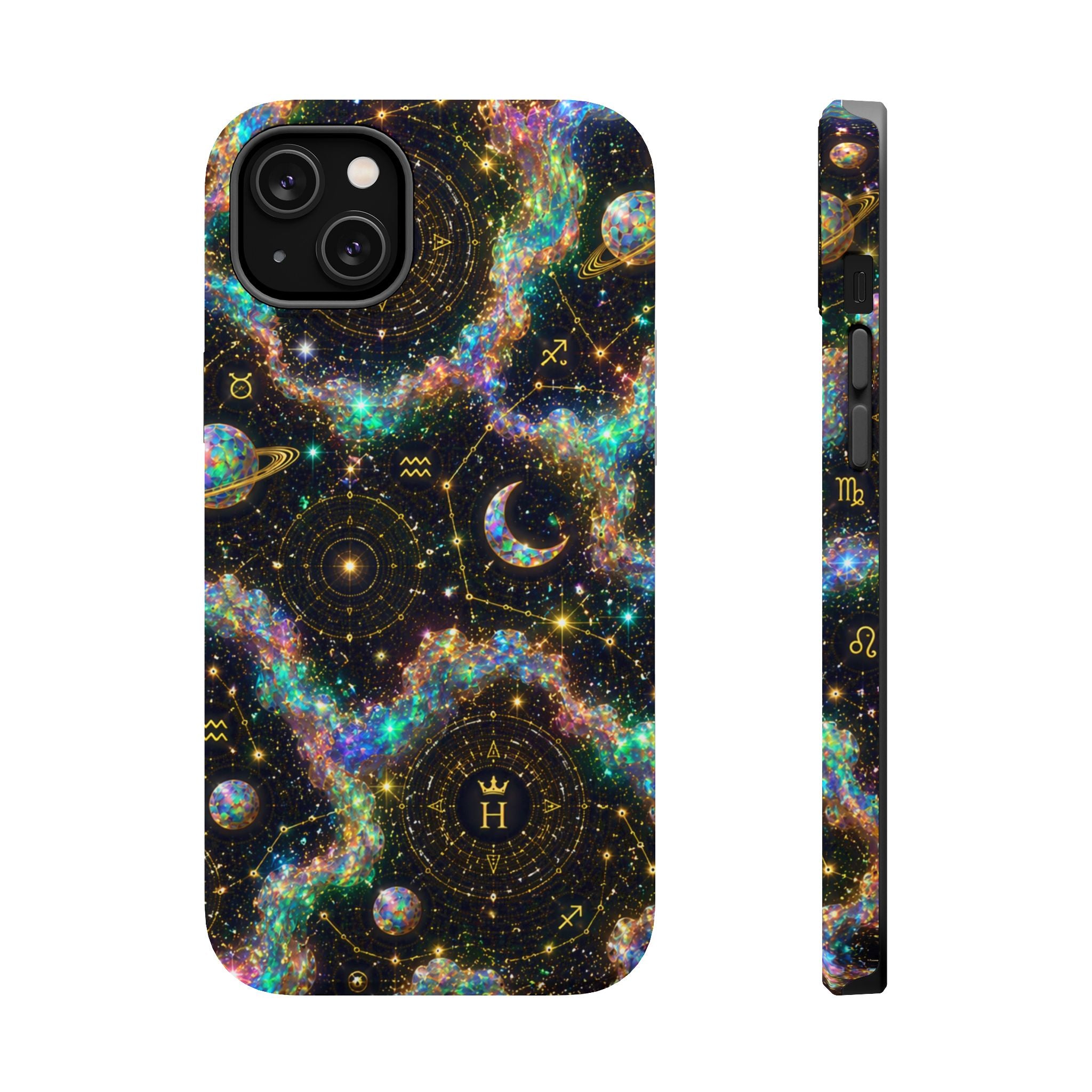 Libra Opal Birthstone Phone Case — Black Magnetic Impact-Resistant